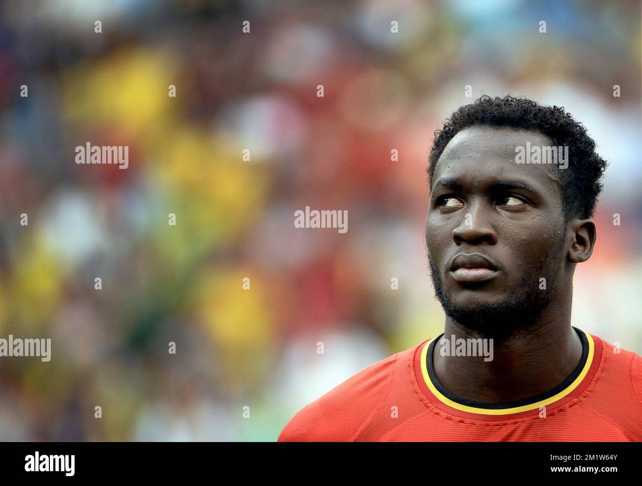20140622 - RIO DE JANEIRO, BRAZIL: Belgium's Romelu Lukaku pictured at the start of a soccer game between Belgian national team The Red Devils and Russia in Rio de Janeiro, Brazil, the second game in Group H of the first round of the 2014 FIFA World Cup, Sunday 22 June 2014.   BELGA PHOTO DIRK WAEM Stock Photo
