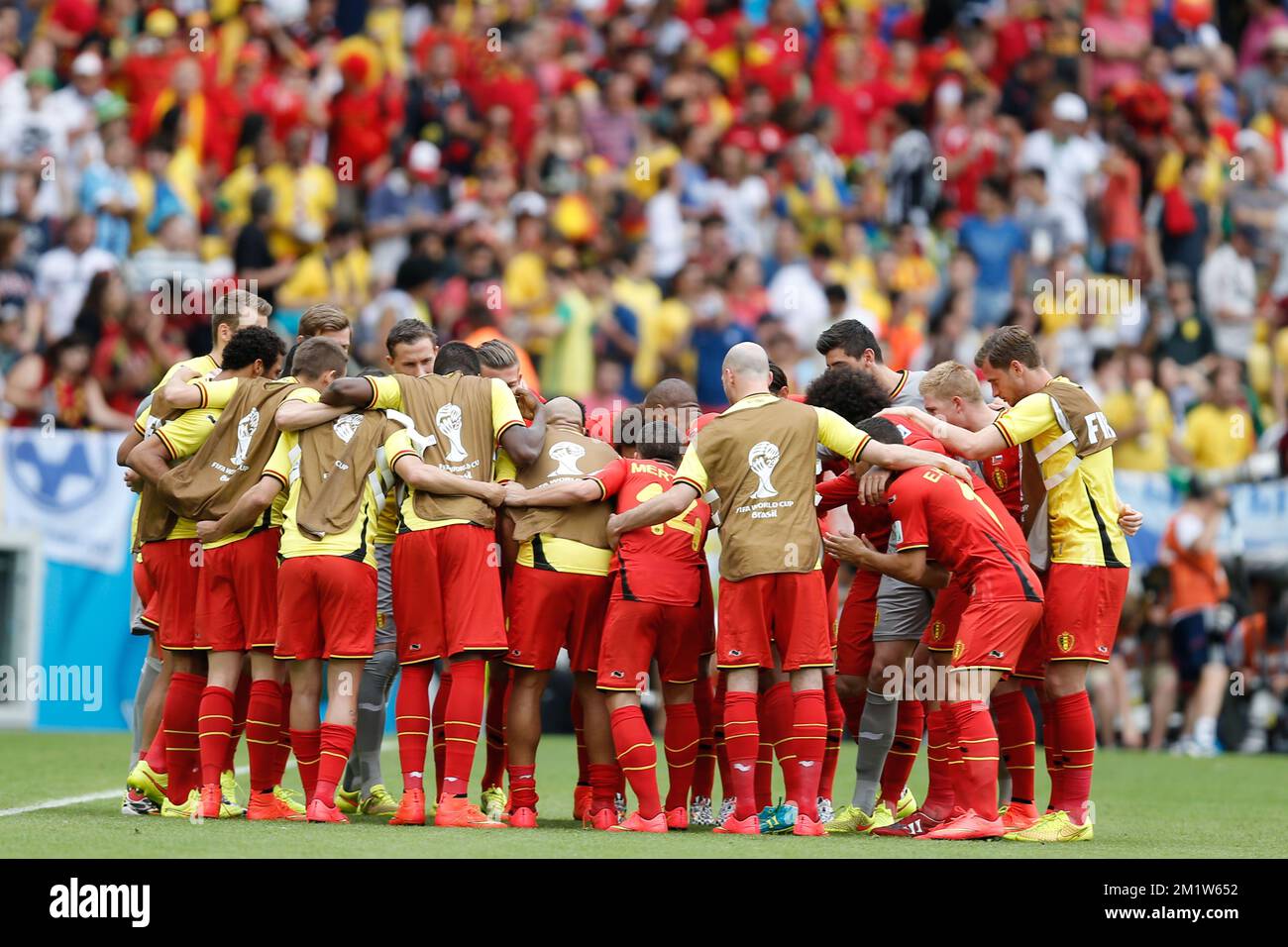 20140622 - RIO DE JANEIRO, BRAZIL: Red Devils players pictured as a team at before a soccer game between Belgian national team The Red Devils and Russia in Rio de Janeiro, Brazil, the second game in Group H of the first round of the 2014 FIFA World Cup, Sunday 22 June 2014. BELGA PHOTO BRUNO FAHY Stock Photo