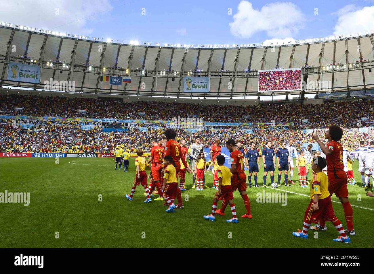 20140622 - RIO DE JANEIRO, BRAZIL: Belgian players pictured during a soccer game between Belgian national team The Red Devils and Russia in Rio de Janeiro, Brazil, the second game in Group H of the first round of the 2014 FIFA World Cup, Sunday 22 June 2014. BELGA PHOTO DIRK WAEM Stock Photo