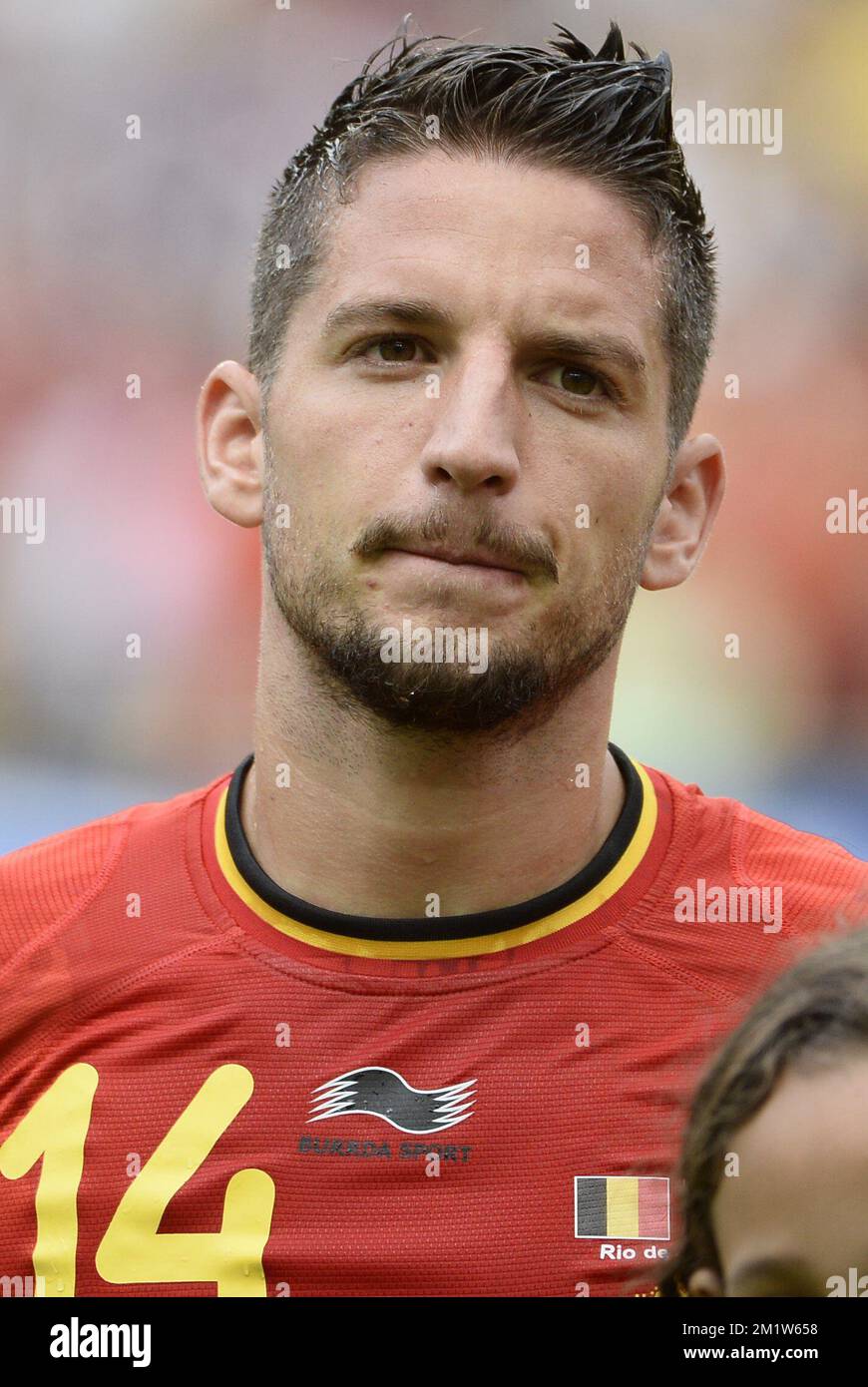 20140622 - RIO DE JANEIRO, BRAZIL: Belgium's Dries Mertens pictured at the start of a soccer game between Belgian national team The Red Devils and Russia in Rio de Janeiro, Brazil, the second game in Group H of the first round of the 2014 FIFA World Cup, Sunday 22 June 2014.   BELGA PHOTO DIRK WAEM Stock Photo