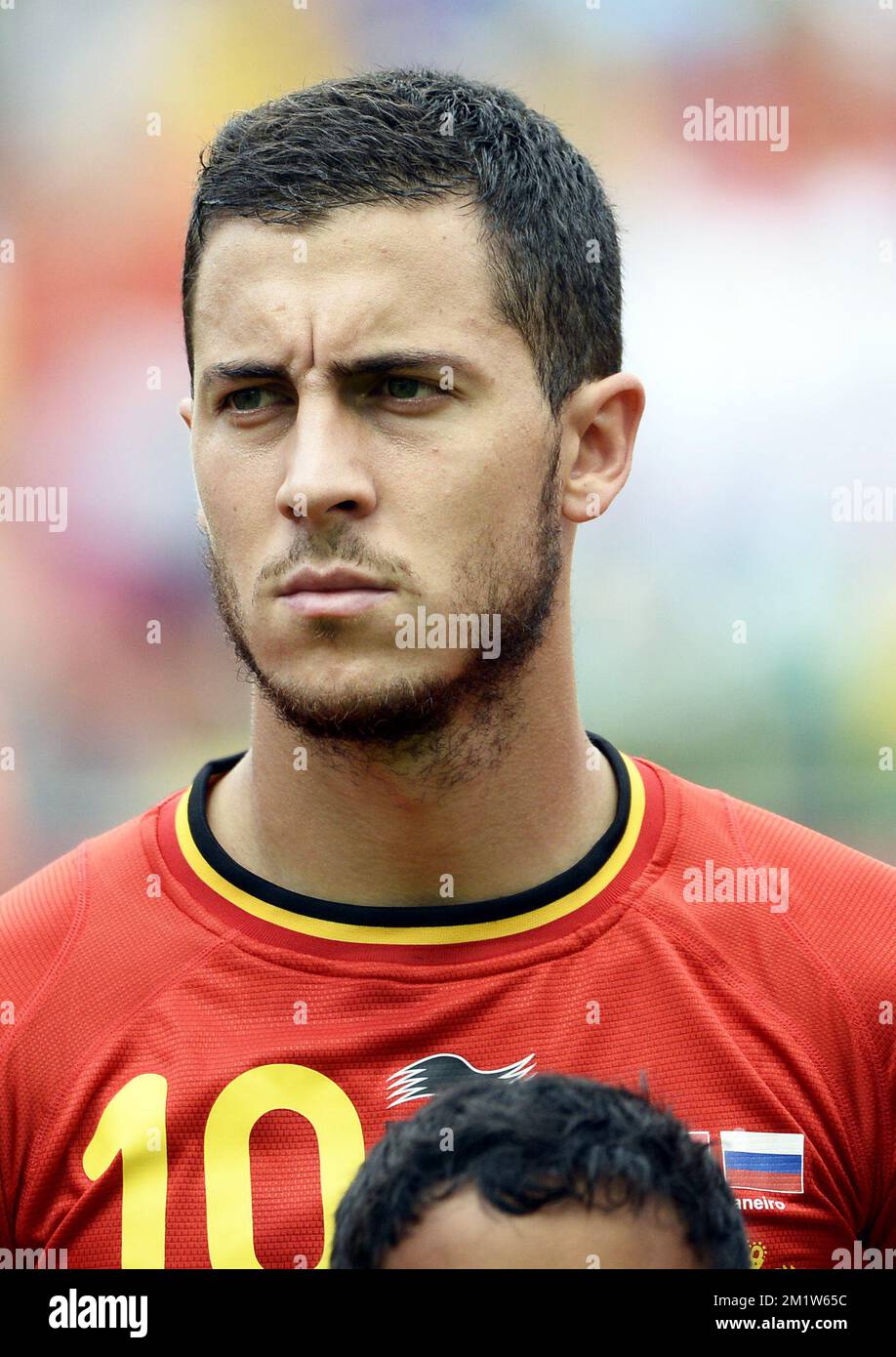 20140622 - RIO DE JANEIRO, BRAZIL: Belgium's Eden Hazard pictured at the start of a soccer game between Belgian national team The Red Devils and Russia in Rio de Janeiro, Brazil, the second game in Group H of the first round of the 2014 FIFA World Cup, Sunday 22 June 2014.   BELGA PHOTO DIRK WAEM Stock Photo