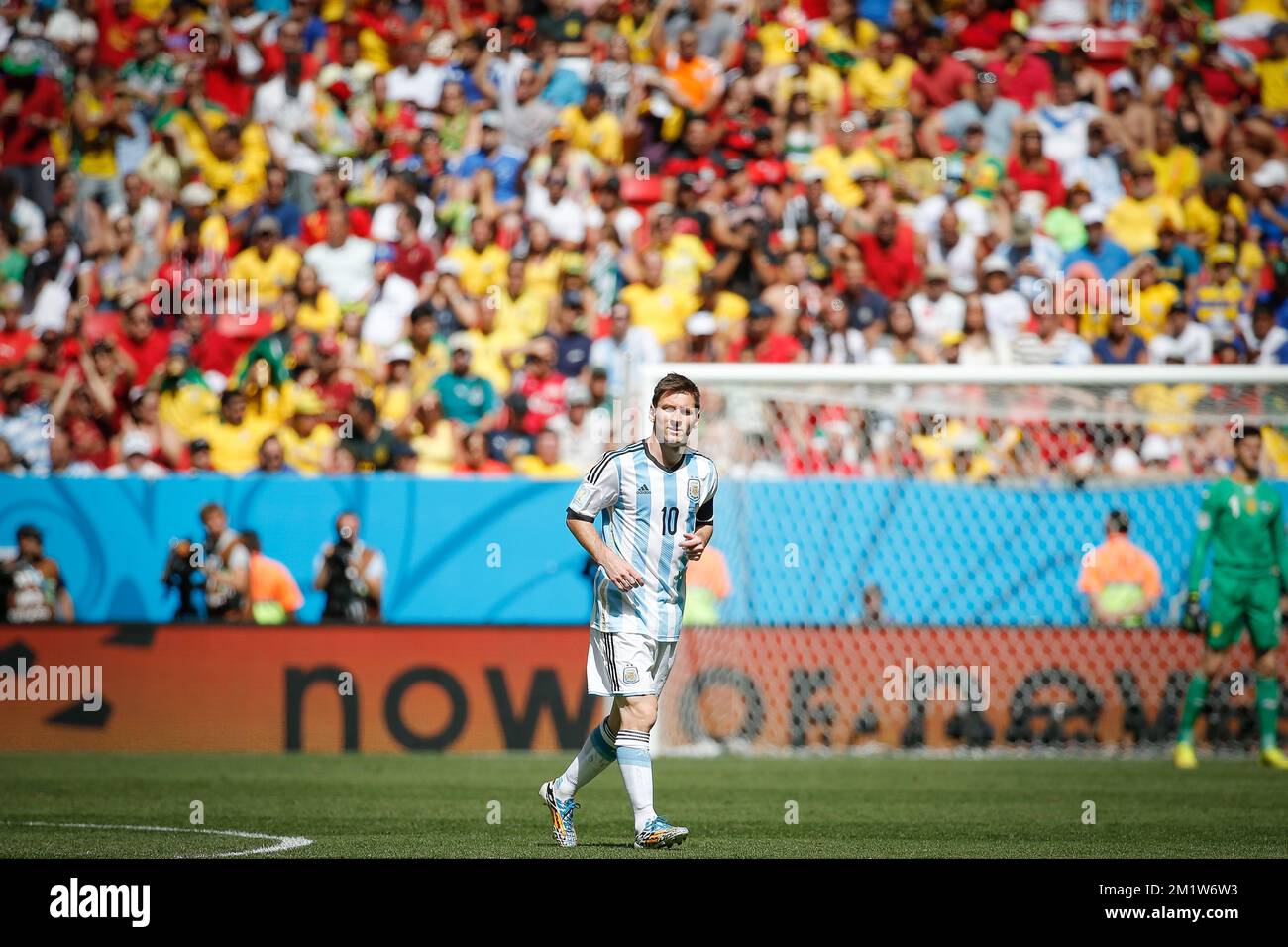 Argentina's Lionel Messi pictured during the quarter final match between Belgian national soccer team Red Devils and Argentina, in Estadio Nacional Mane Garrincha, in Brasilia, Brazil, during the 2014 FIFA World Cup, Saturday 05 July 2014. BELGA PHOTO BRUNO FAHY Stock Photo