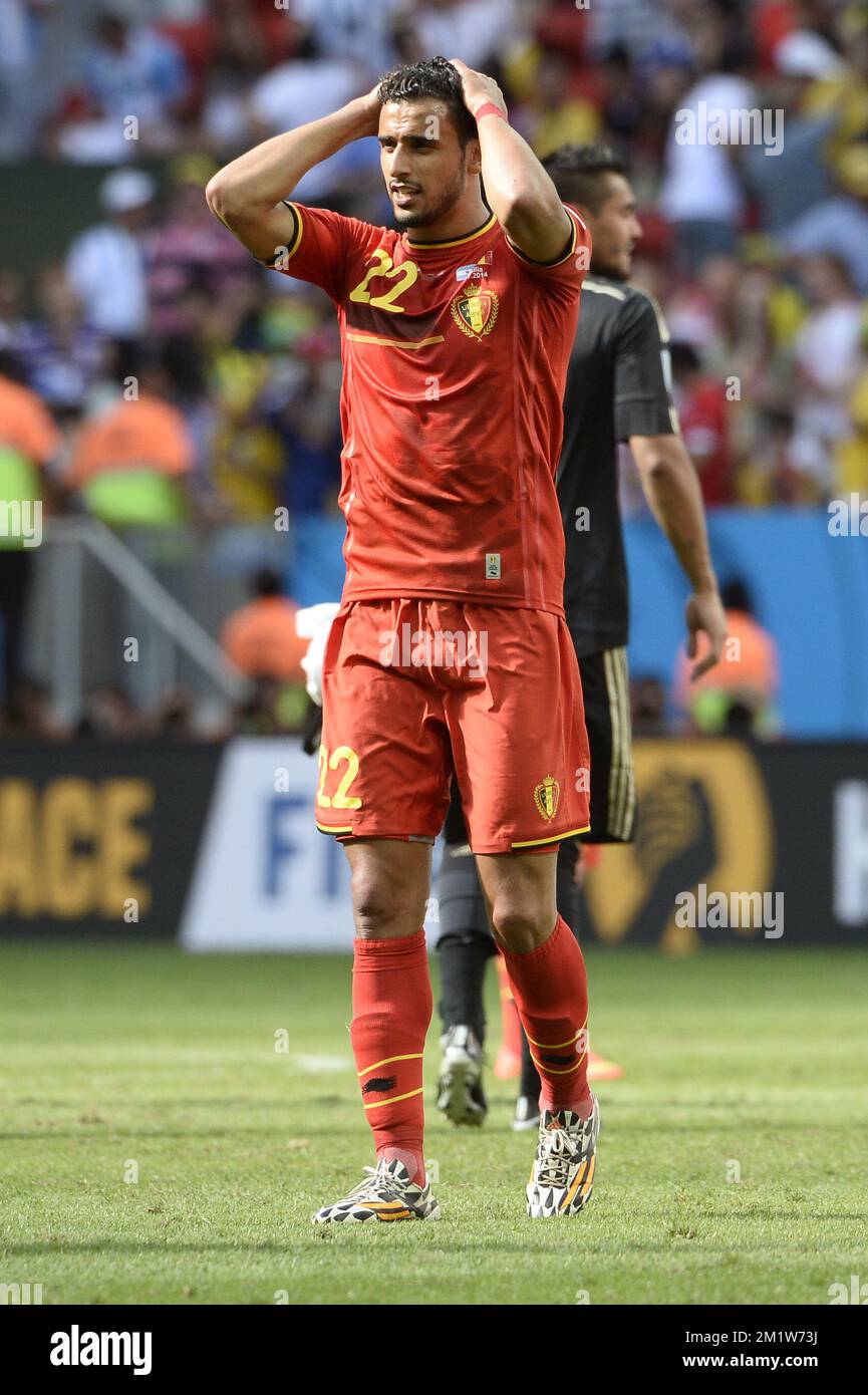 Belgium's Nacer Chadli pictured during the quarter final match between Belgian national soccer team Red Devils and Argentina, in Estadio Nacional Mane Garrincha, in Brasilia, Brazil, during the 2014 FIFA World Cup, Saturday 05 July 2014.  Stock Photo
