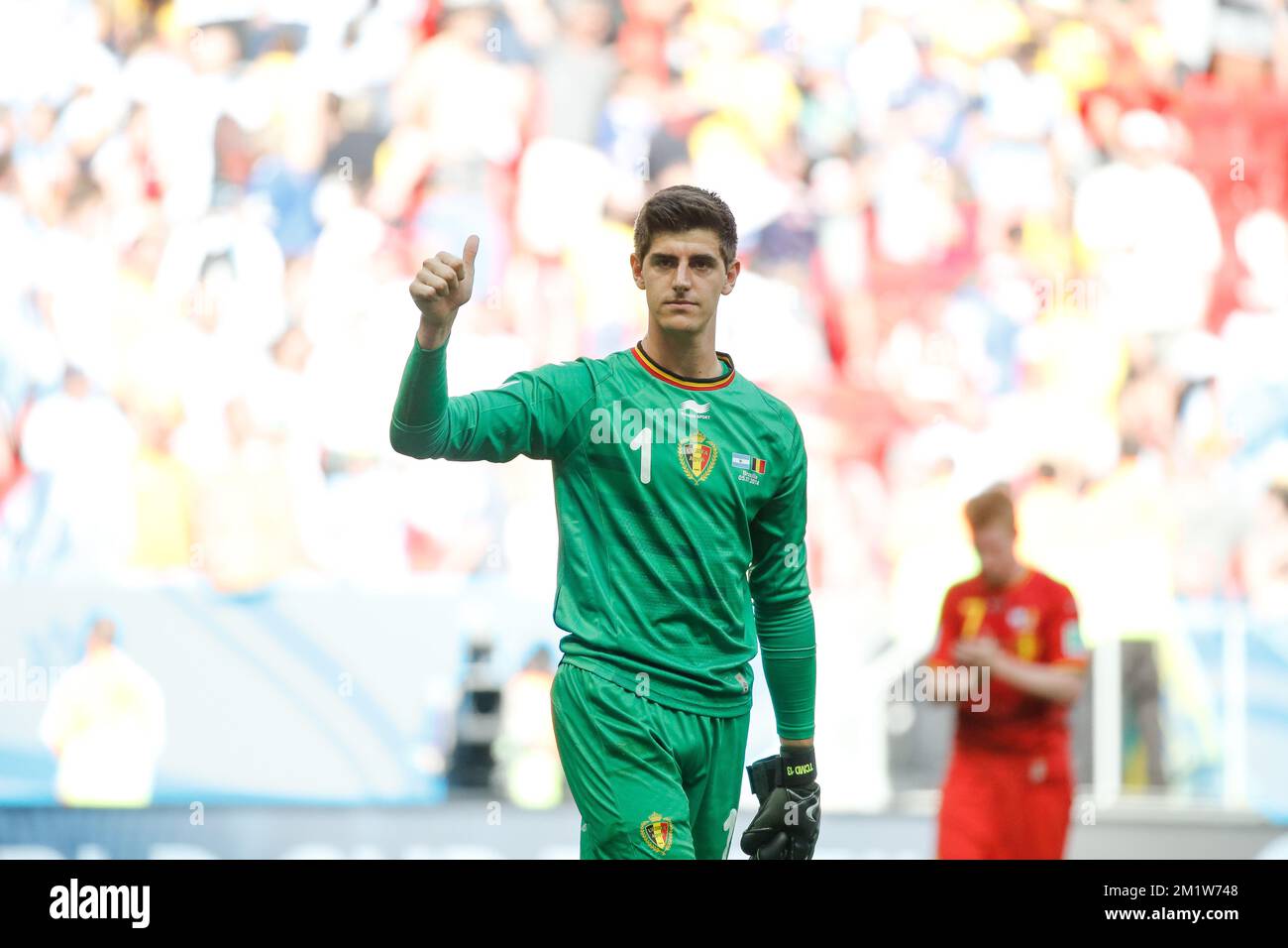 Belgium's goalkeeper Thibaut Courtois pictured after the quarter final match between Belgian national soccer team Red Devils and Argentina, in Estadio Nacional Mane Garrincha, in Brasilia, Brazil, during the 2014 FIFA World Cup, Saturday 05 July 2014.  Stock Photo