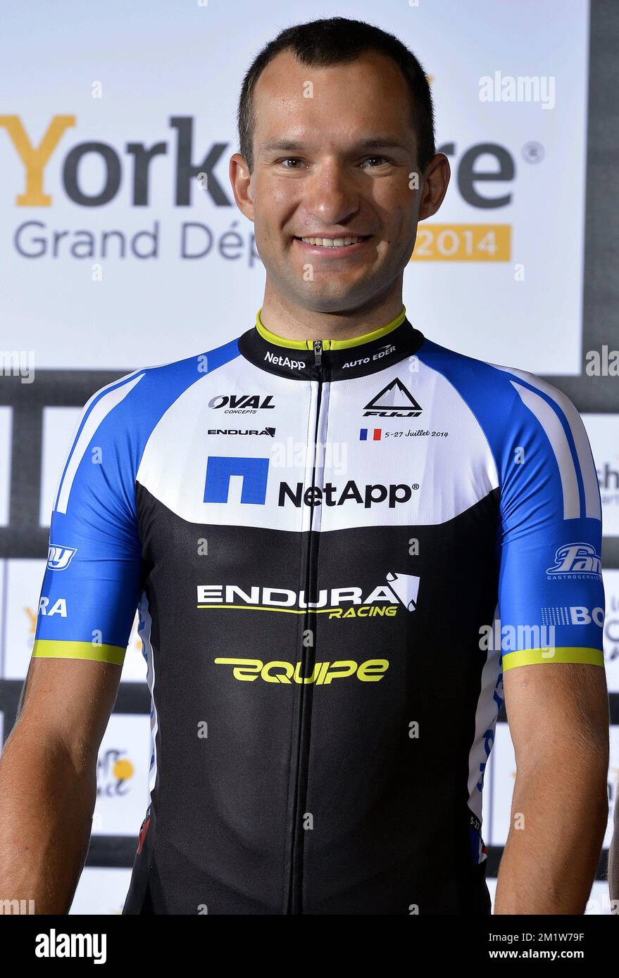 Czech Jan Barta of Team NetApp-Endura pictured at the presentation of the race, two days before the 'Grand Depart' of the 2014 edition of the Tour de France cycling race, in Leeds, United Kingdom, on Thursday 03 July 2014. The 101th edition of the Tour de France starts with the stage Leeds - Harrogate. Stock Photo