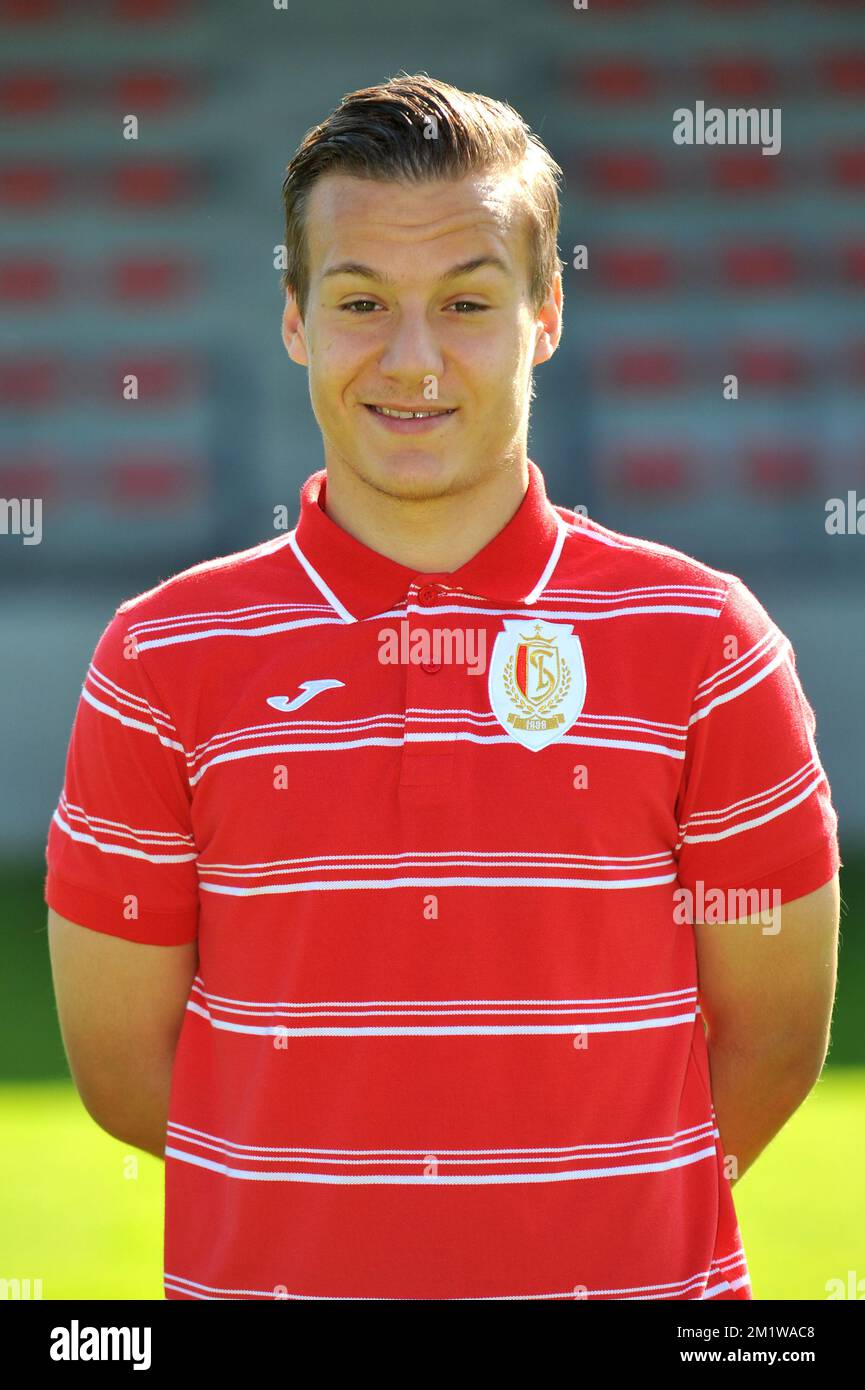 Standard's Deni Milosevic poses for the photographer during the 2014-2015 season photo shoot of Belgian first league soccer team Standard de Liege, Wednesday 16 July 2014 in Liege.  Stock Photo
