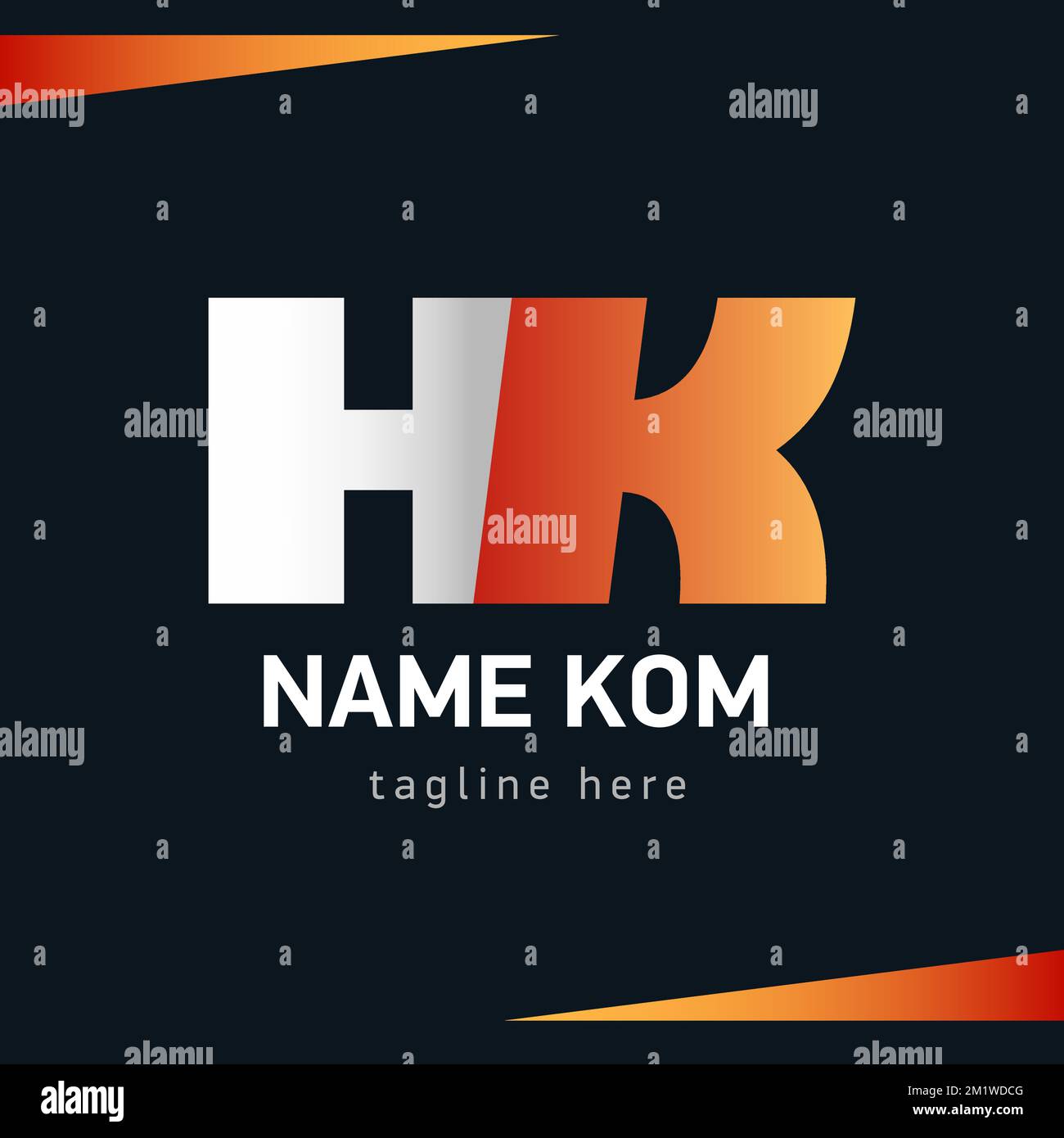 Logo Emblem Monogram HK. White and red letter Design Element Stock Vector