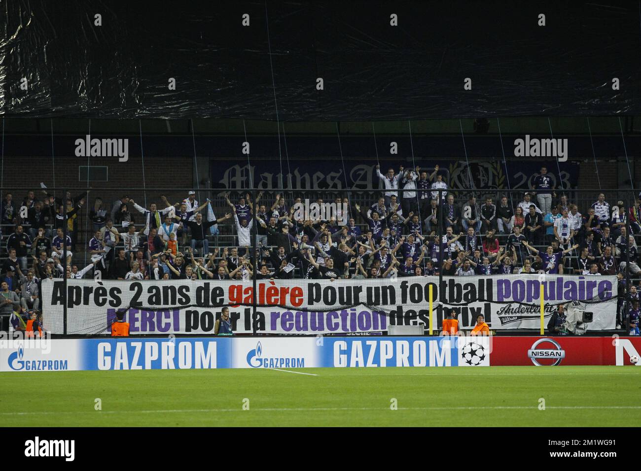 The ultras of Ferencvarosi TC show a banner with text We hate News  Photo - Getty Images