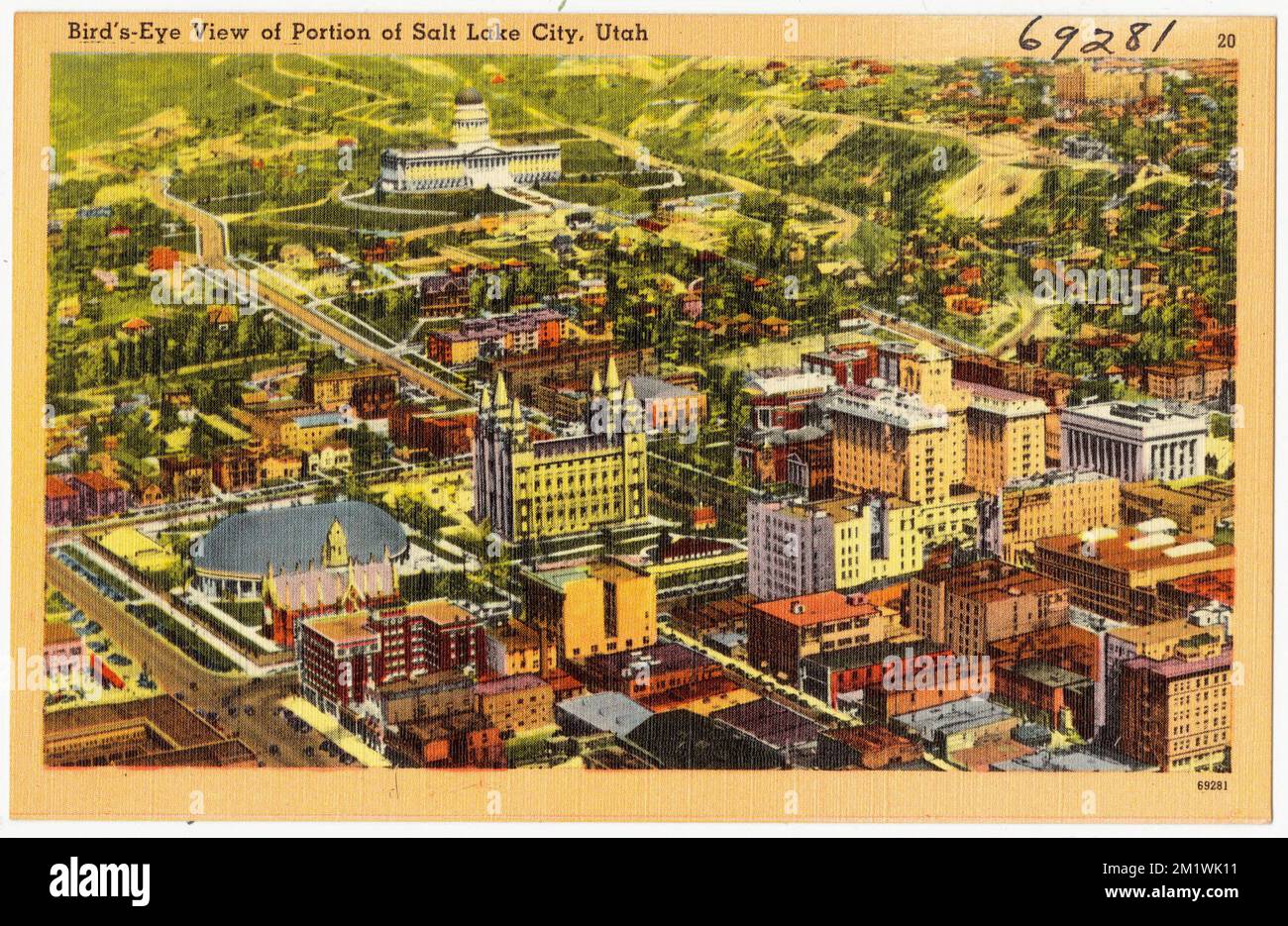 Bird'seye view of portion of Salt Lake City, Utah , Cities & towns, Tichnor Brothers Collection