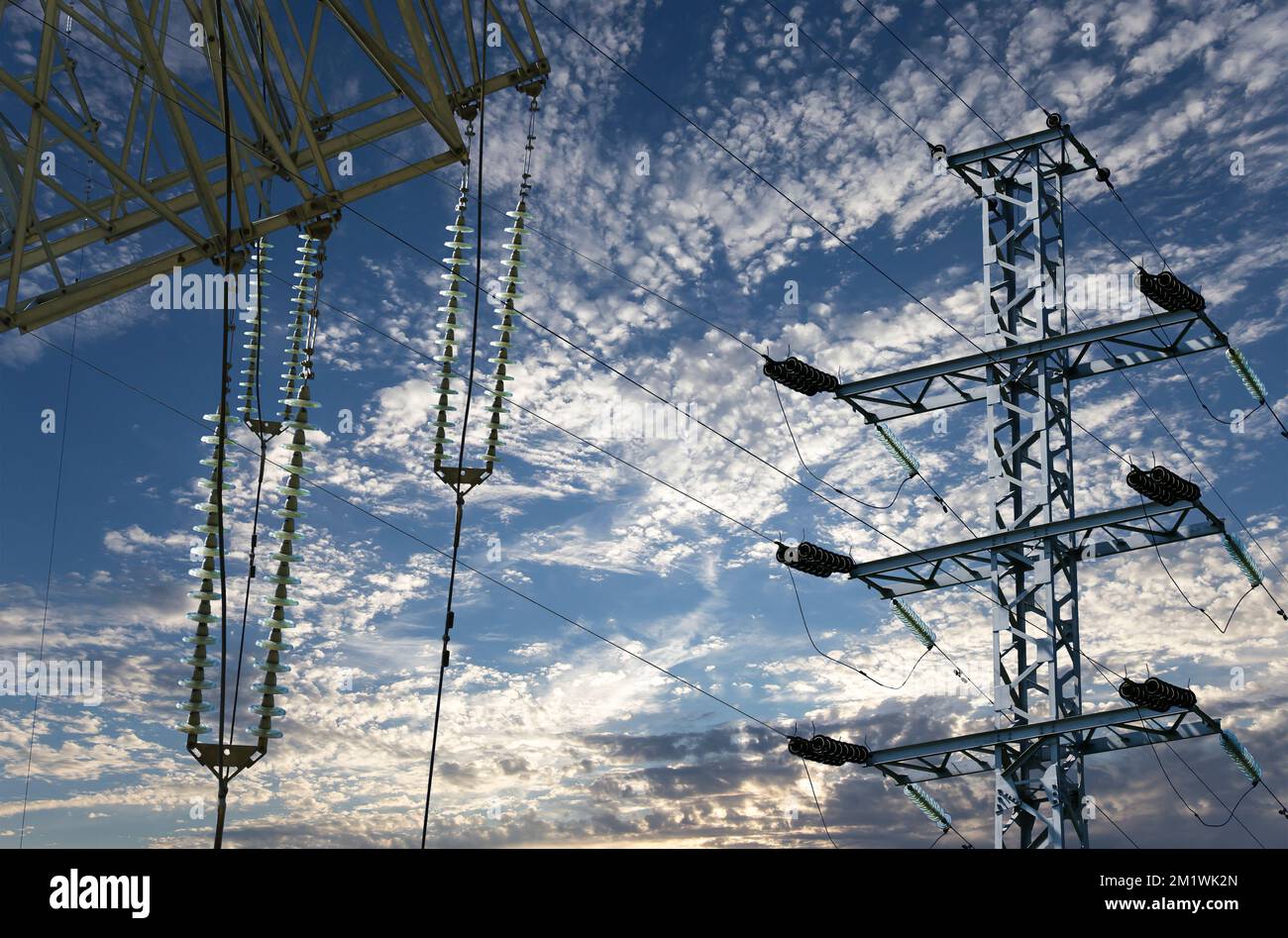 Electricity pylon (high voltage power line) on the background of the ...