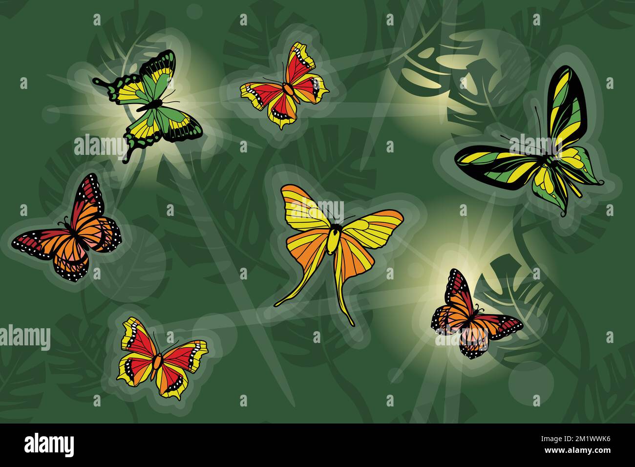 Butterflies in the jungle Stock Vector