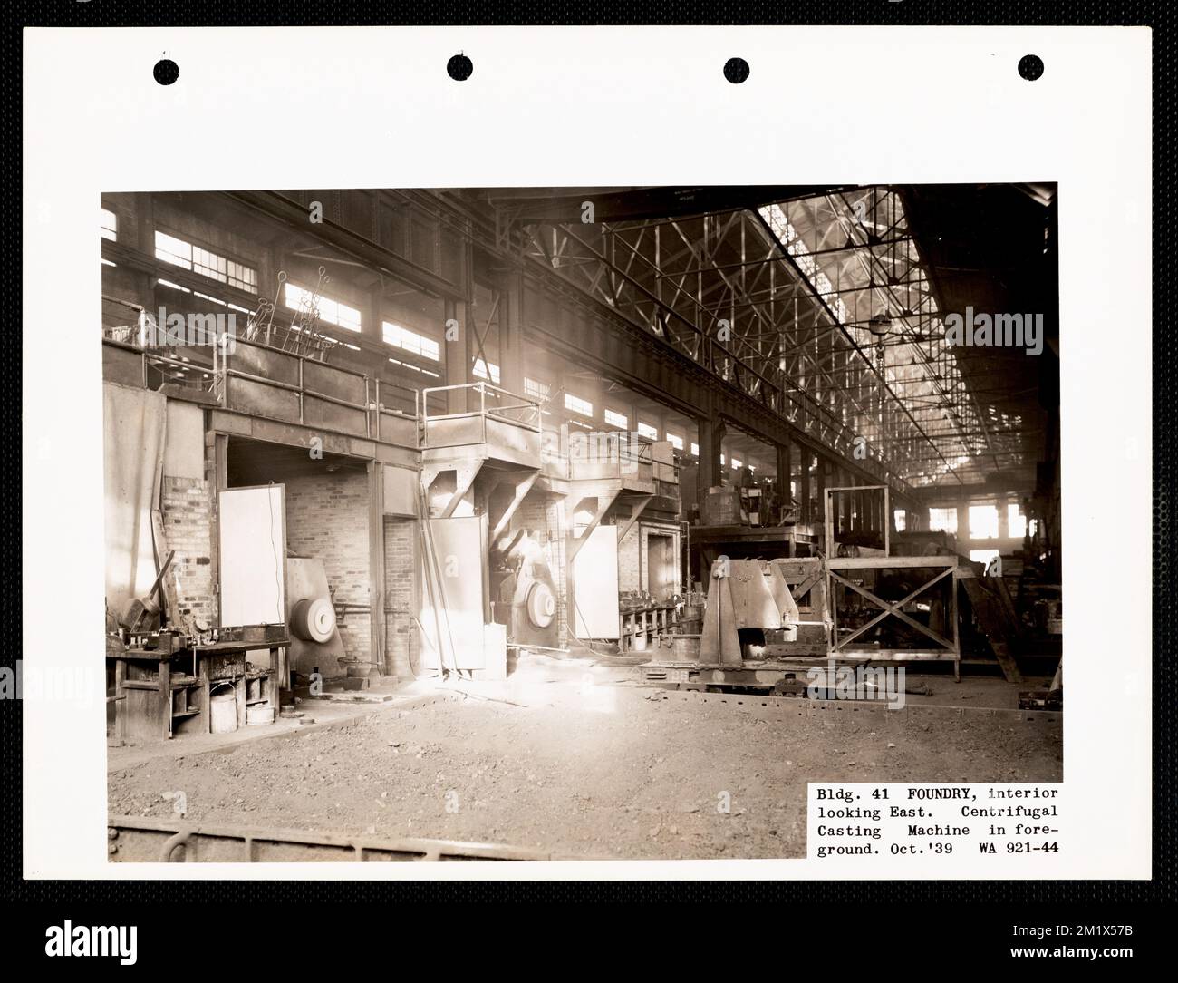 Bldg. 41 foundry, interior looking east, centrifugal casting machine in foreground , Armories, Foundries, Watertown Arsenal Mass..  Records of U.S. Army Operational Stock Photo