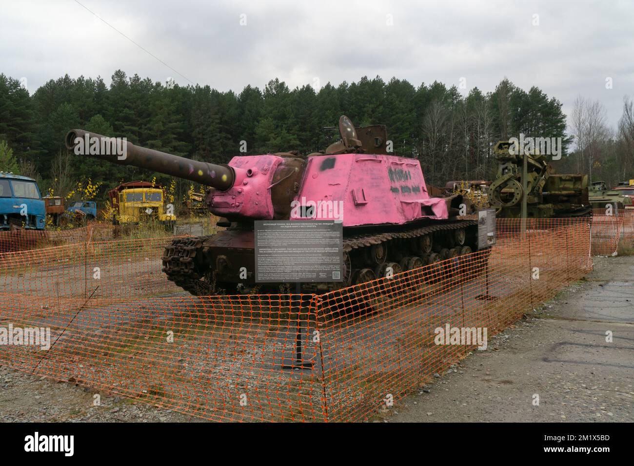 Radioactive pink rusty tank used in chernobyl radioactive disaster