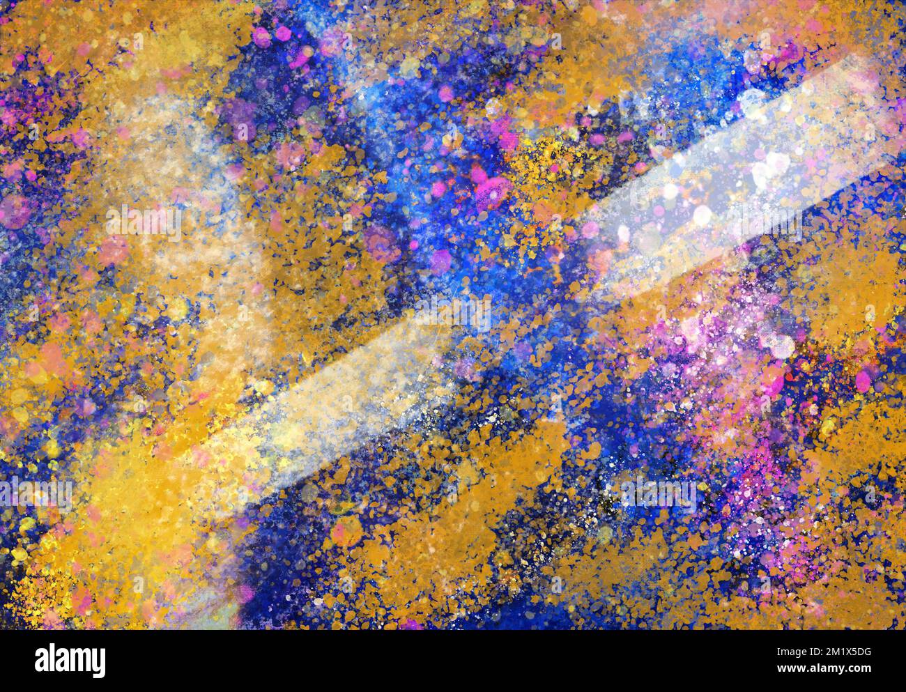 2023 over digitally painted splatter abstract background in gold, purple, and pink . Stock Photo
