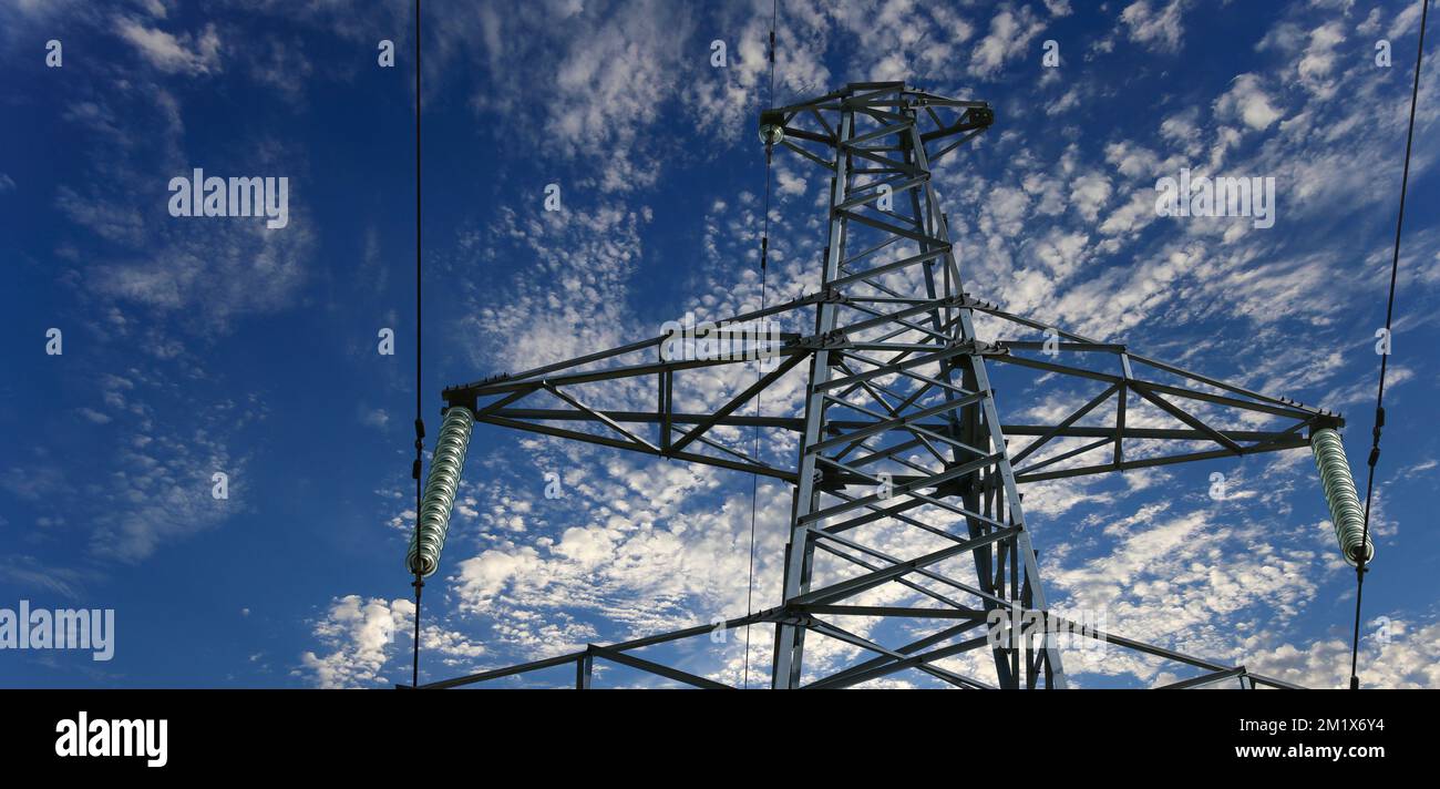 Electricity pylon (high voltage power line) on the background of the ...