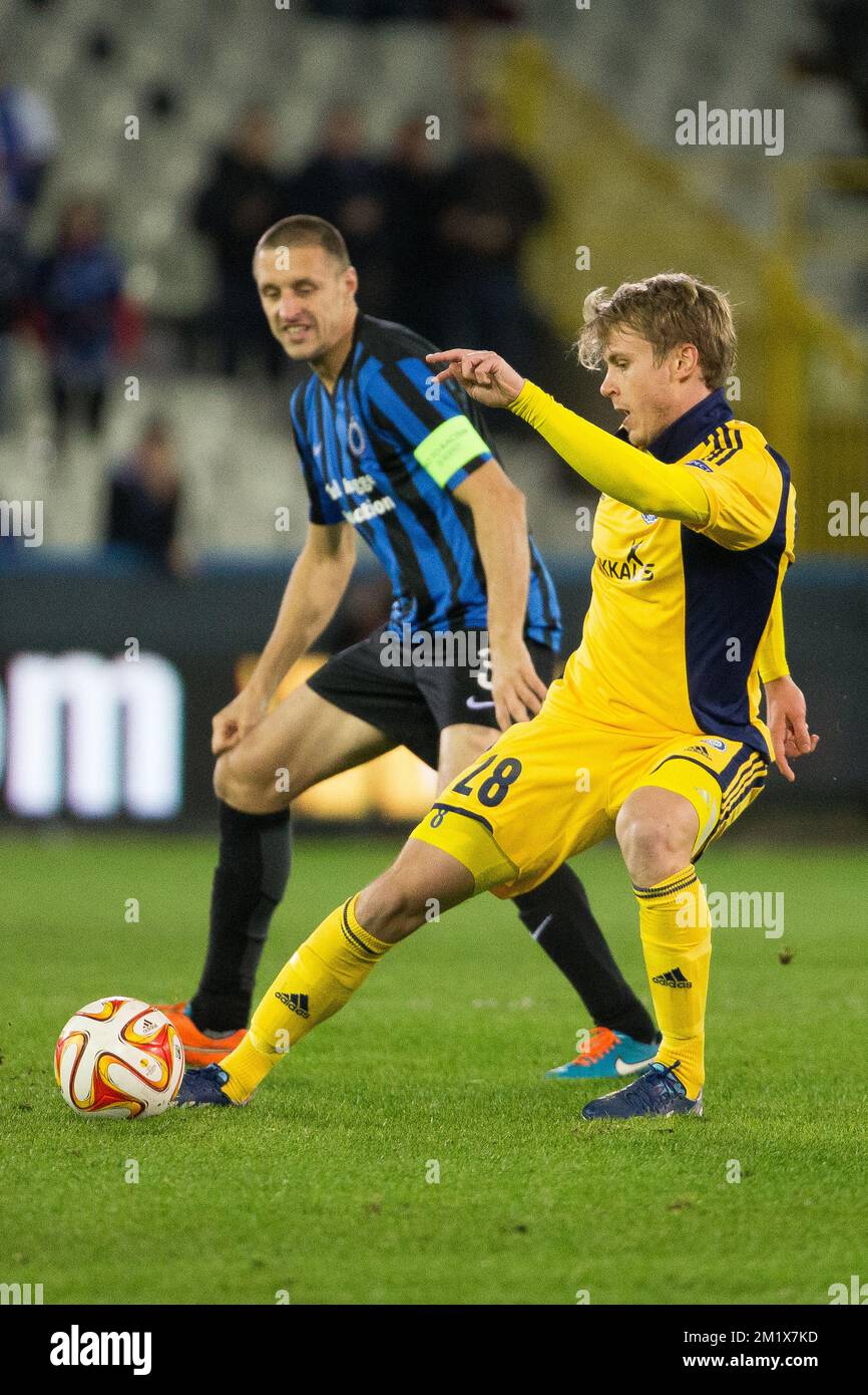 Haris Vuckic of HNK Rijeka controls a ball during the 1st leg of