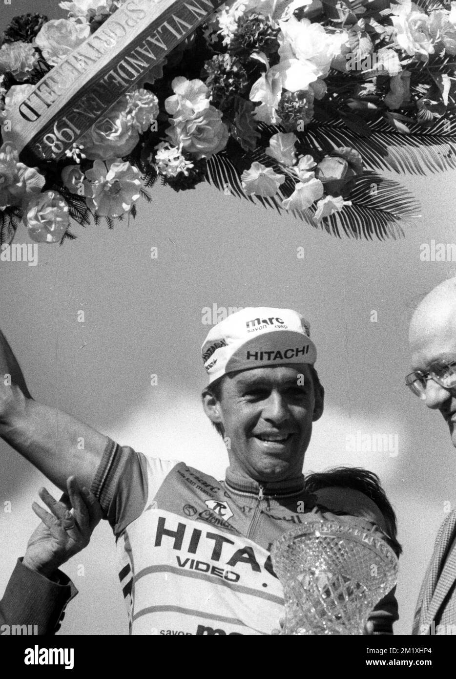 19870405 - NINOVE, BELGIUM (FILE) : This file picture dated 5 April 1987 shows the Belgian cyclist Claude Criquielion. He had won the Tour of Flanders. BELGA PHOTO ARCHIVES Stock Photo