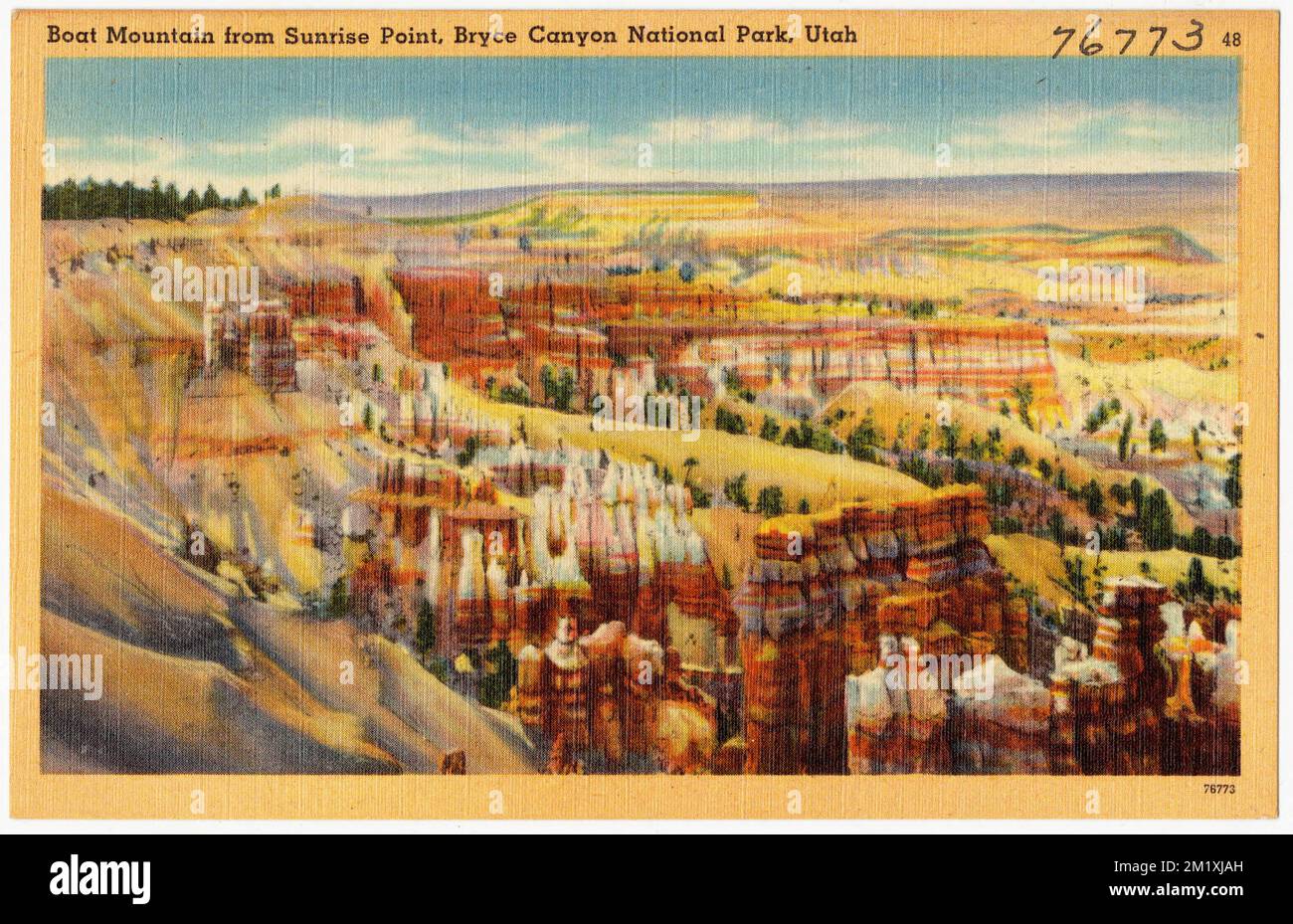 Boat Mountain from Sunrise Point, Bryce Canyon National Park, Utah , Parks, Mountains, Tichnor Brothers Collection, postcards of the United States Stock Photo
