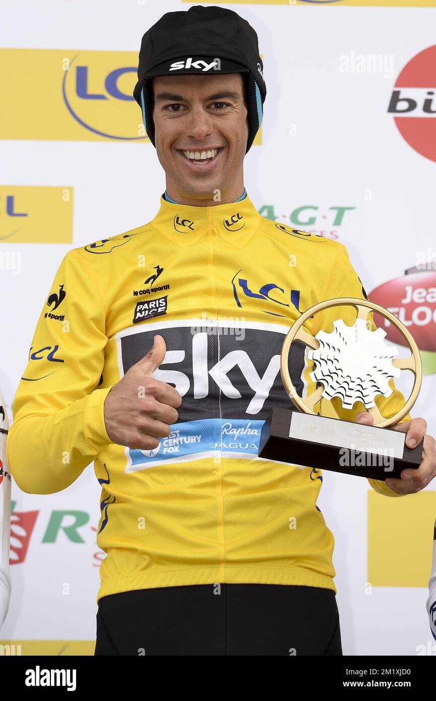 Australian Richie Porte of Team Sky pictured during the seventh and final stage on the eighth day of the 73rd edition of Paris-Nice cycling race, a 9,6 km time trial from Nice to Col d'Eze, France, Sunday 15 March 2015.  Stock Photo
