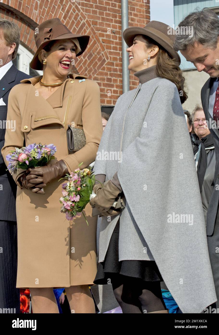 18-3-2015 COPENHAGEN - King Willem-Alexander and Queen Maxima of The Netherlands and Crown Prince Frederik and Crown Princess Mary of Denmark visit Samso Island where they are official welcomed by mayor Marcel Meijer Denmark, 18 March 2015. The Dutch King and Queen are in Denmark for an two day state visit. COPYRIGHT ROBIN UTRECHT Stock Photo