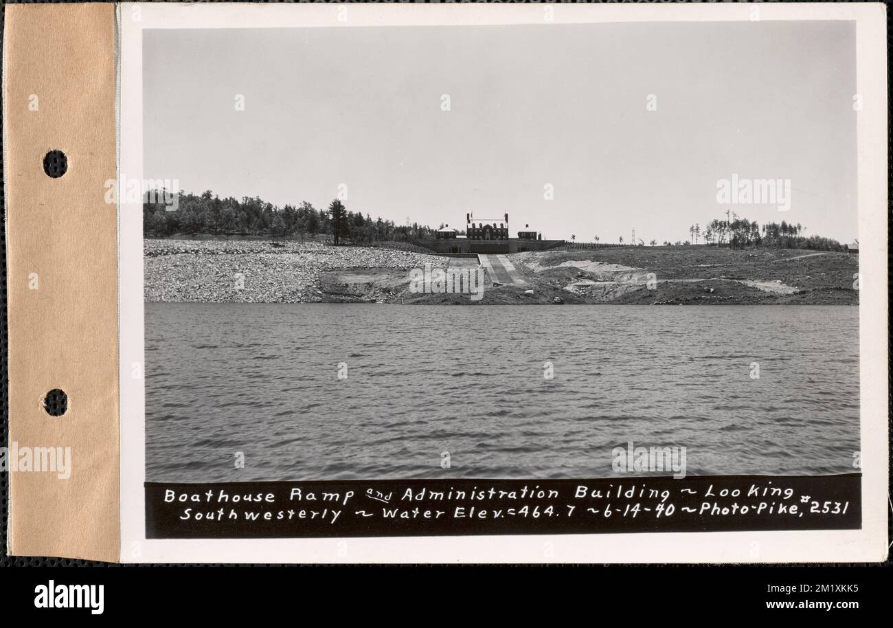 Boathouse ramp and Administration Building, looking southwesterly