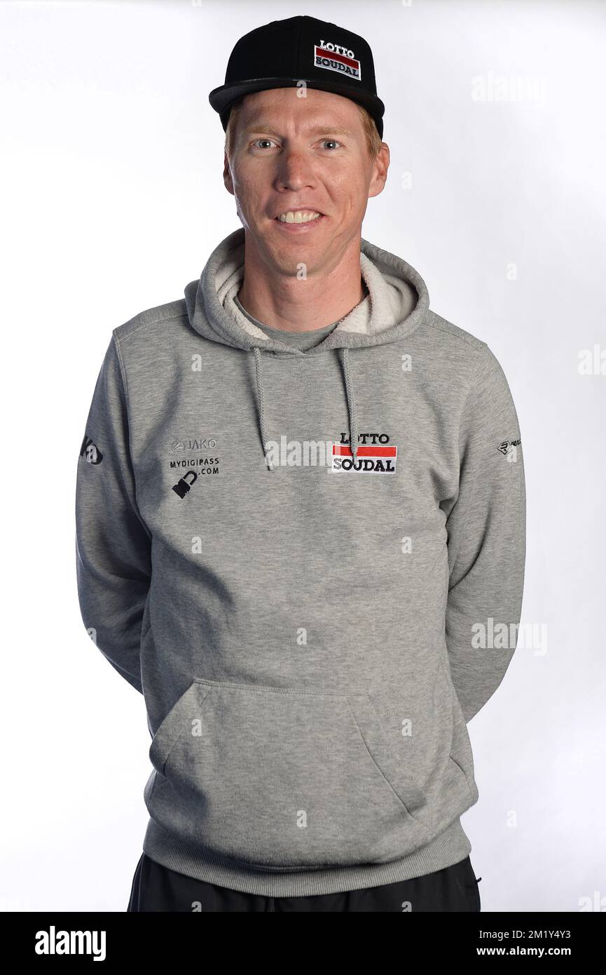 20150526 - BORNEM, BELGIUM: German Marcel Sieberg of Lotto - Soudal pictured during the presentation of the teams for the Baloise Belgium Tour cycling race, Tuesday 26 May 2015 in Bornem. BELGA PHOTO DAVID STOCKMAN Stock Photo