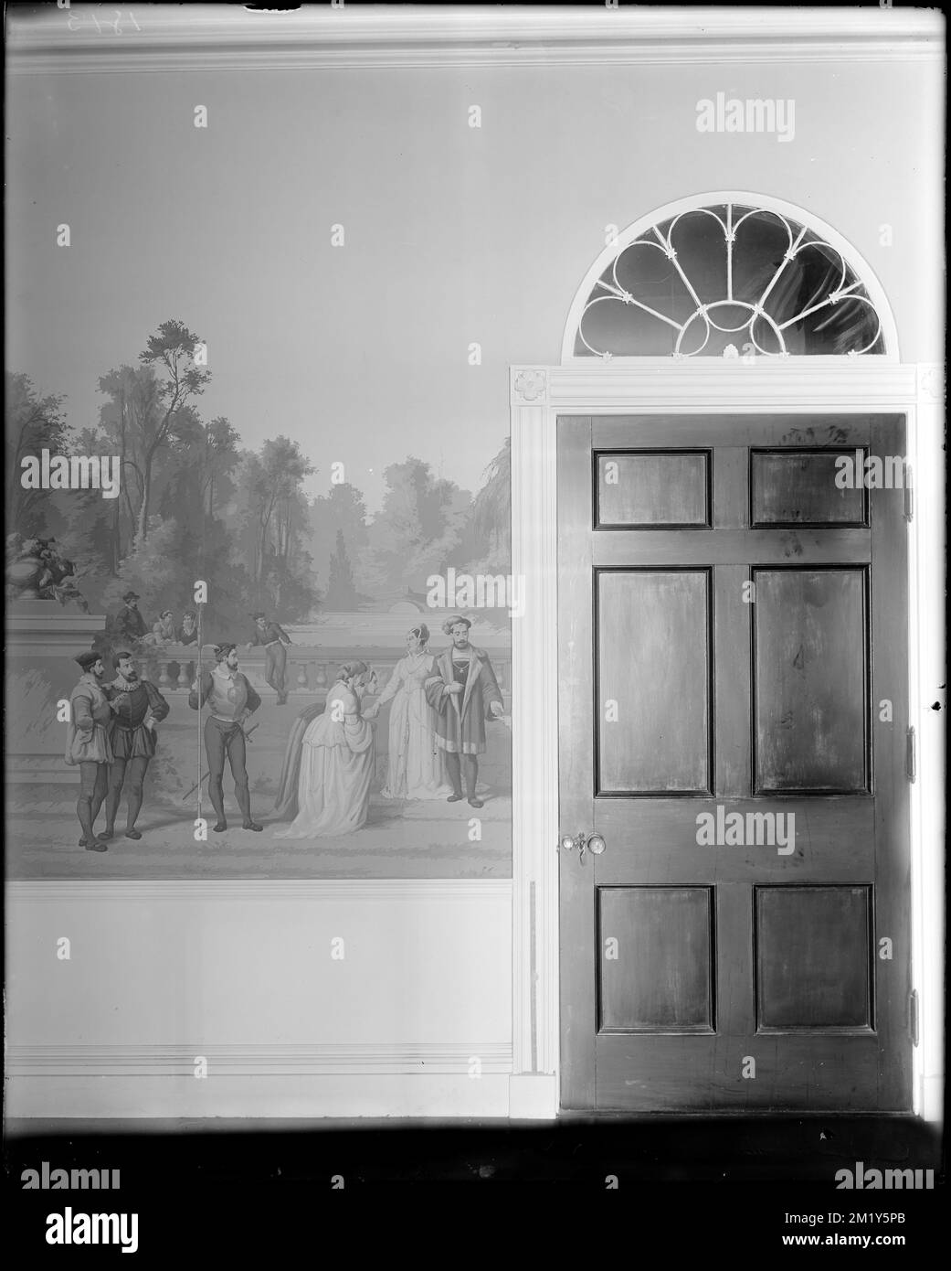 Boston, 40 Beacon Street, interior detail, doorway and wallpaper