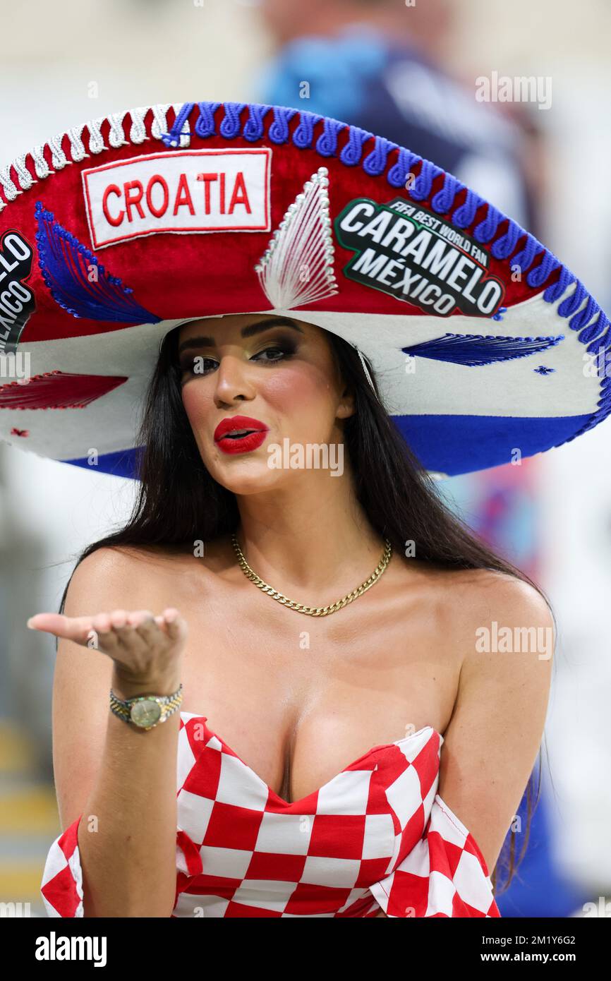 Doha, Qatar. 13th Dec, 2022. Ivana Knoll, former Miss Croatia, is seen in the stands of the stadium during a match between Argentina and Croatia valid for the semi-finals of the FIFA World Cup at the Lusail Iconic Stadium in the city of Doha, Qatar, December 13, 2022. (Photo: William Volcov) Credit: Brazil Photo Press/Alamy Live News Stock Photo
