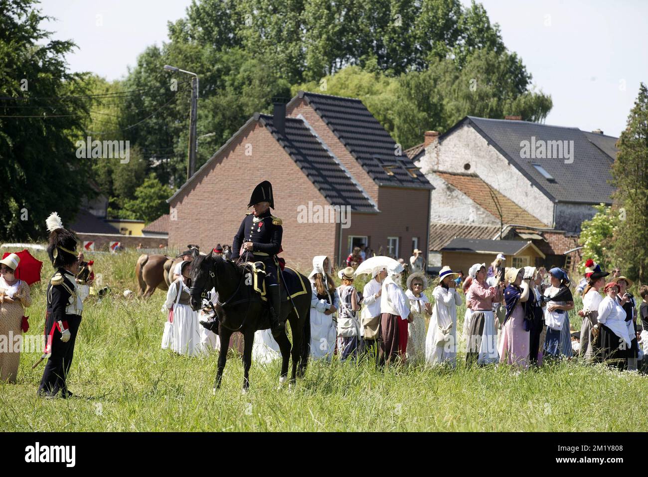 20150614 - SOMBREFFE, BELGIUM: Illustration picture shows a reconstruction of the Battle of Ligny on 16 June 1815, which was the last victory of Napoleon, Sunday 14 June 2015 in Ligny, Sombreffe. BELGA PHOTO NICOLAS MAETERLINCK Stock Photo