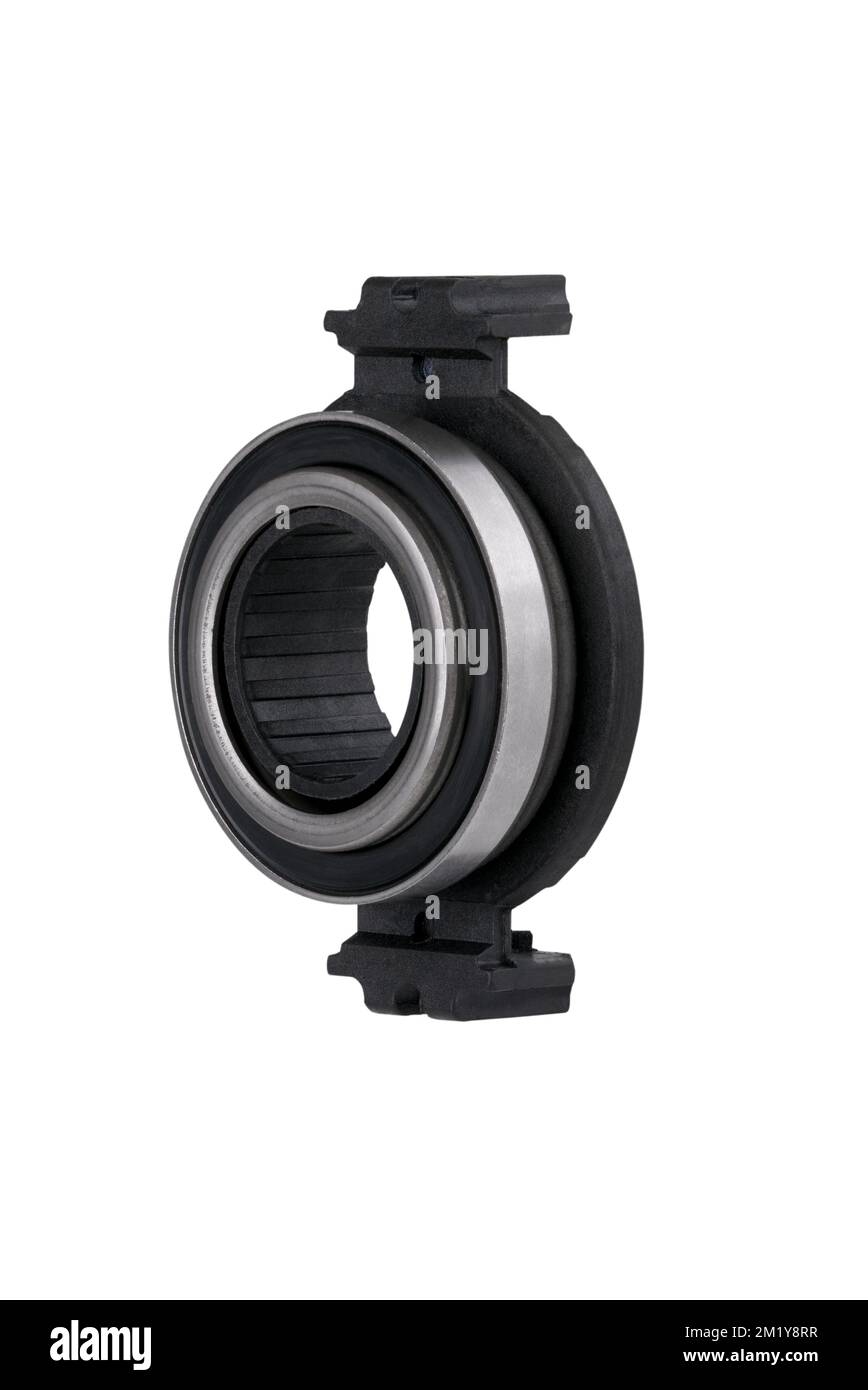 Car clutch bearing on a white background. Closeup. Side view Stock