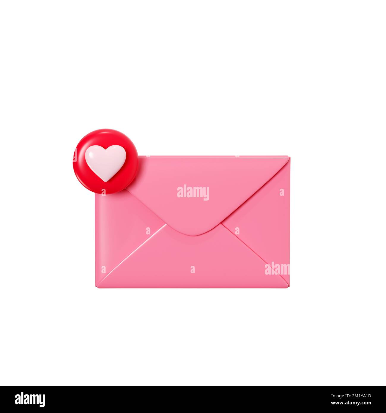 Love letter 3d render - closed pink envelope with red heart ...