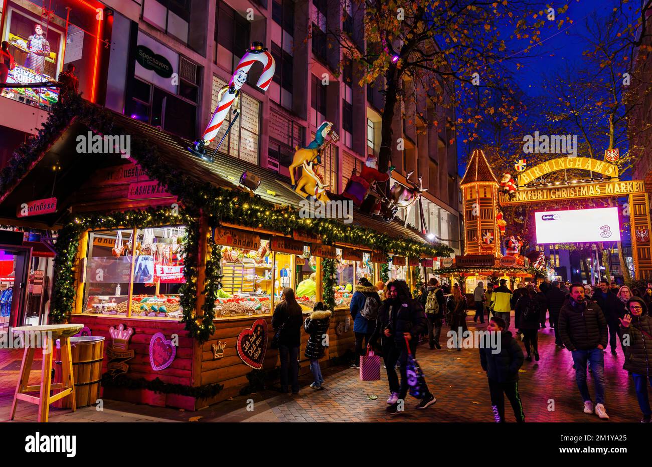 Stalls in New Street at the popular annual Frankfurt Christmas Market