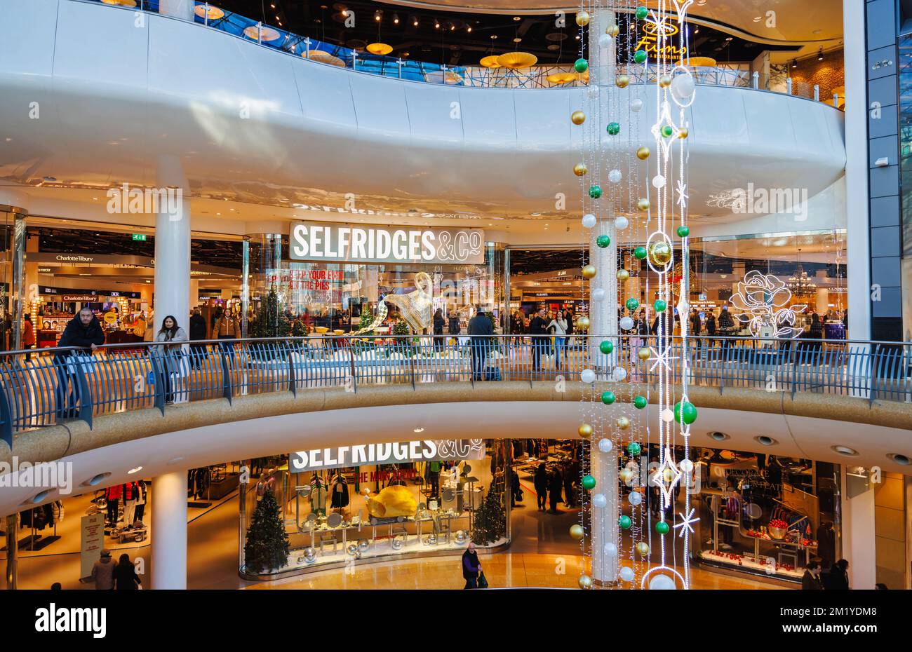 Entrance to Selfridge's department store in the Bullring Shopping Centre before Christmas, Birmingham, West Midlands, England Stock Photo