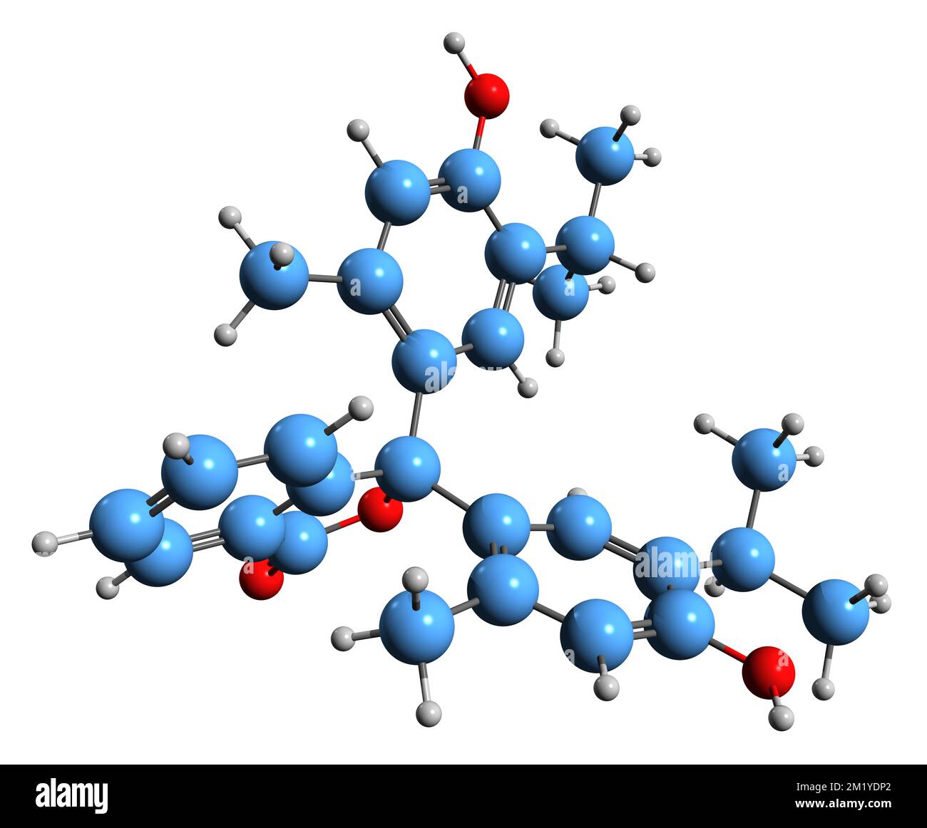 3D image of Thymolphthalein skeletal formula - molecular chemical structure of  phthalein dye isolated on white background Stock Photo