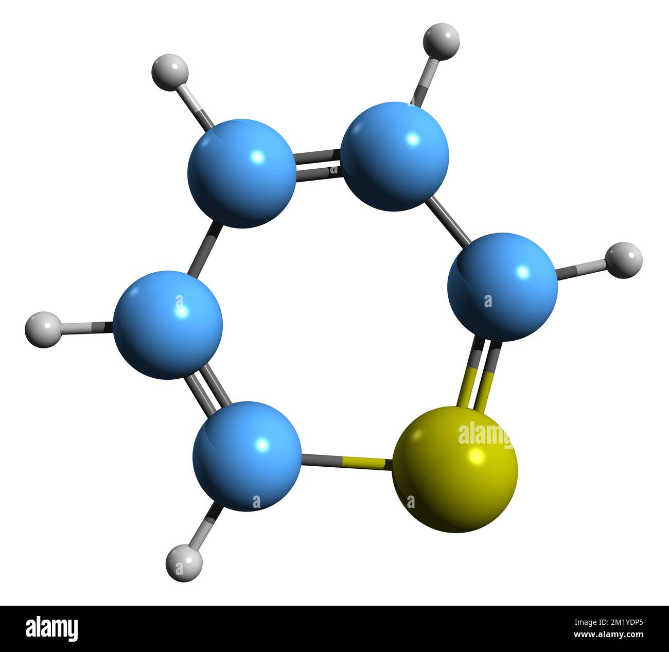 3D image of Thiopyrylium skeletal formula - molecular chemical structure of  Sulfur heterocycle isolated on white background Stock Photo