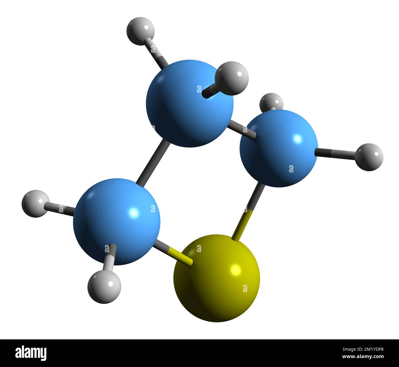 3D image of Thietane skeletal formula - molecular chemical structure of Thiacyclobutane isolated on white background Stock Photo