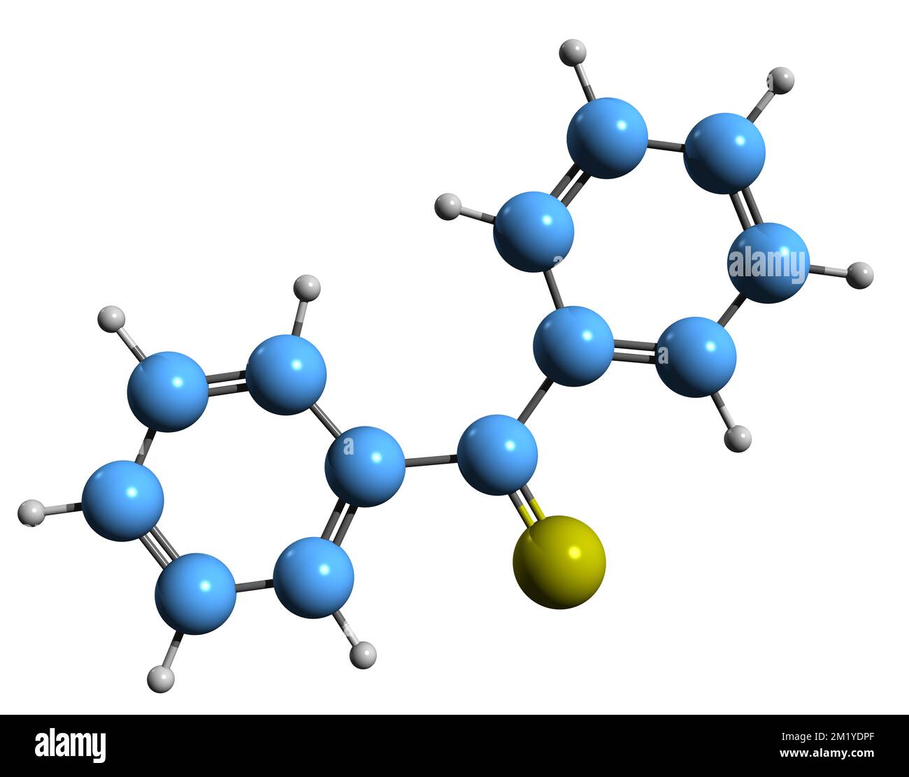 3D image of Thiobenzophenone skeletal formula - molecular chemical structure of Diphenylmethanethione isolated on white background Stock Photo