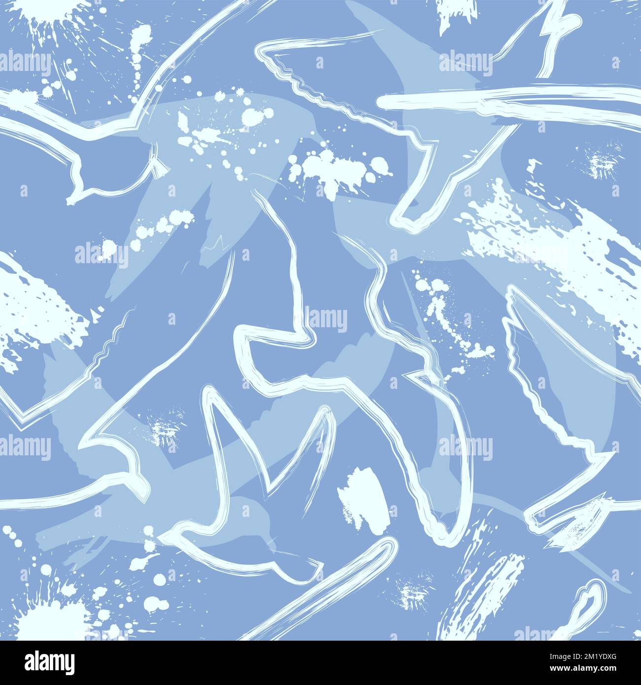 Seagulls flying in the sky, seamless vector pattern. Stock Vector