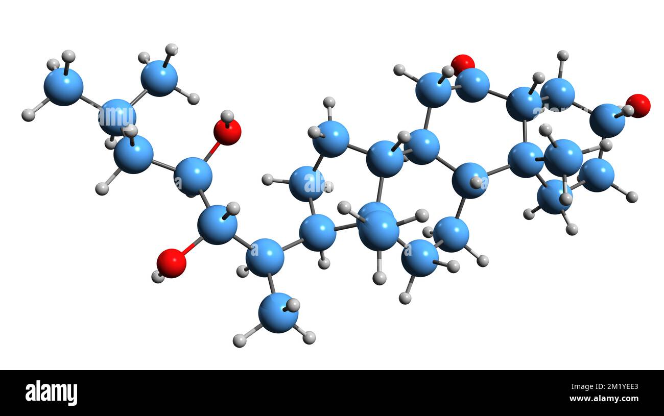 3D image of  tifasterol skeletal formula - molecular chemical structure of Brassinosteroid isolated on white background Stock Photo