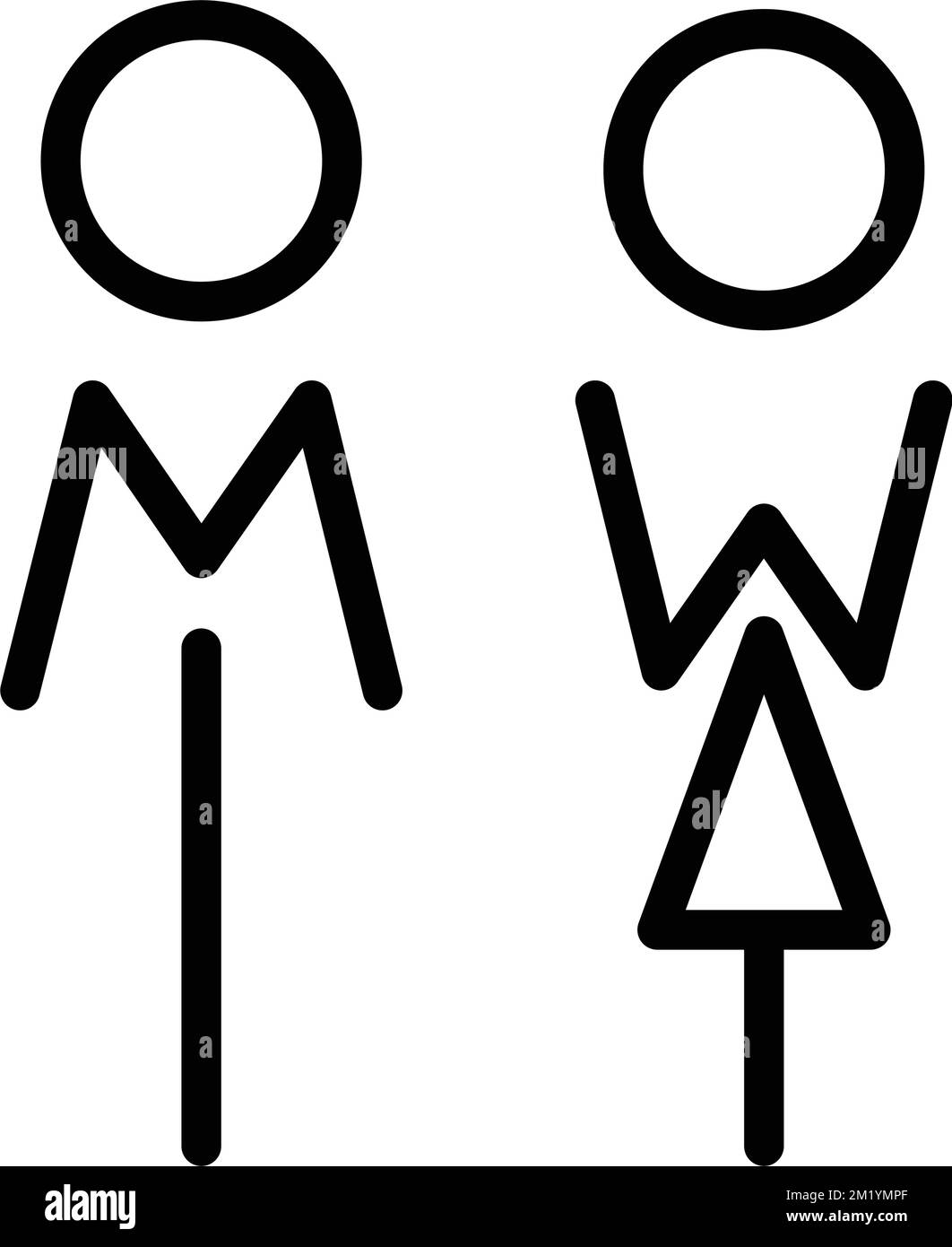 Toilet sign vector with man and woman restroom symbol in a glyph pictogram illustration Stock