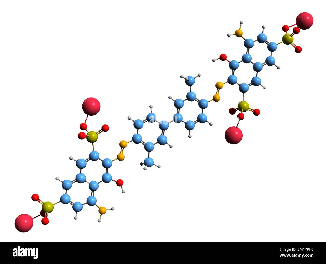 3D image of Trypan blue skeletal formula - molecular chemical structure of  direct dye isolated on white background Stock Photo