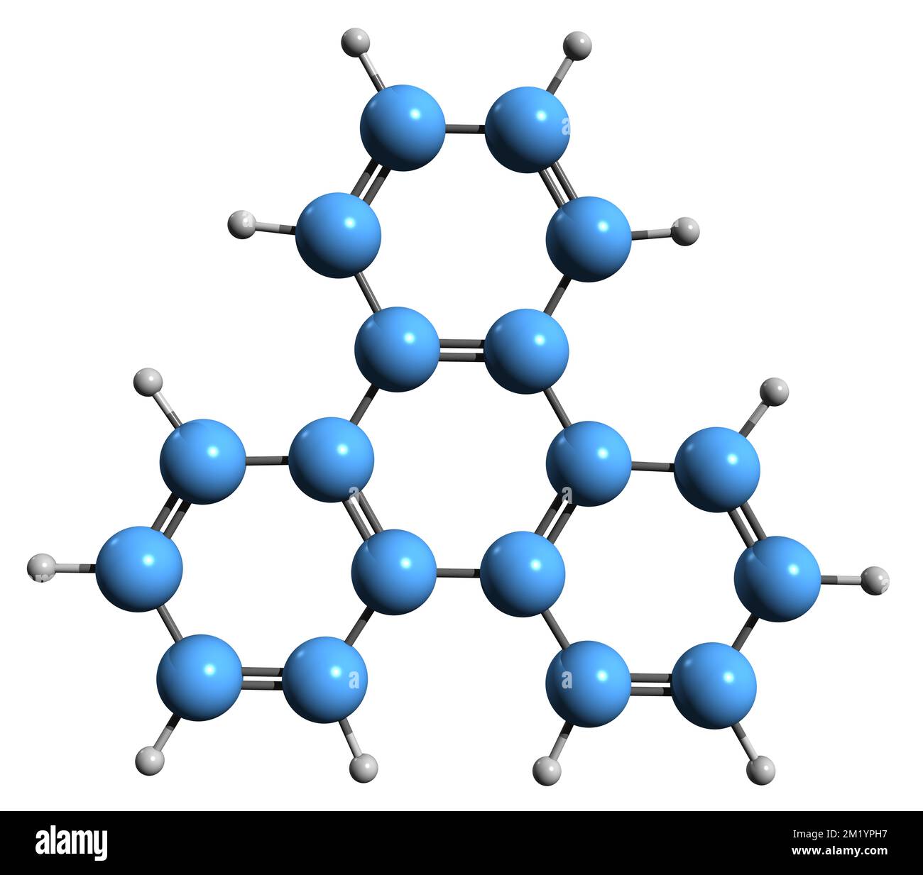3D image of Triphenylene skeletal formula - molecular chemical structure of Benzophenanthrene isolated on white background Stock Photo