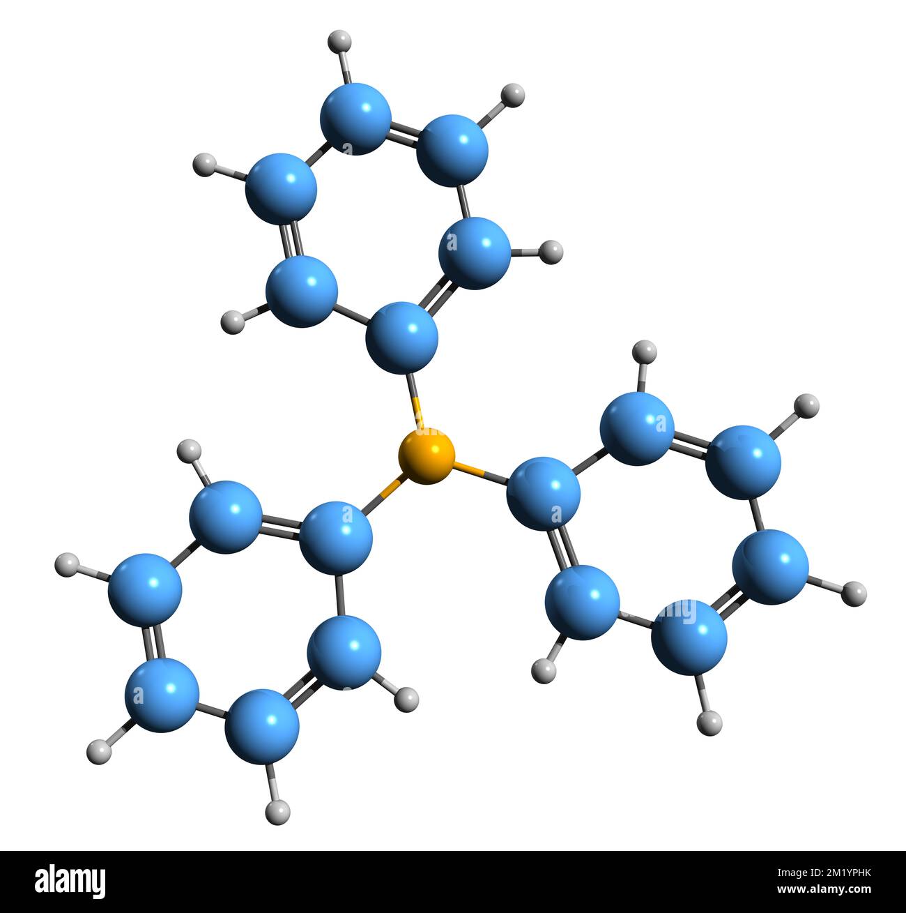 3D image of Triphenylamine skeletal formula - molecular chemical structure of Diphenylbenzeneamine isolated on white background Stock Photo