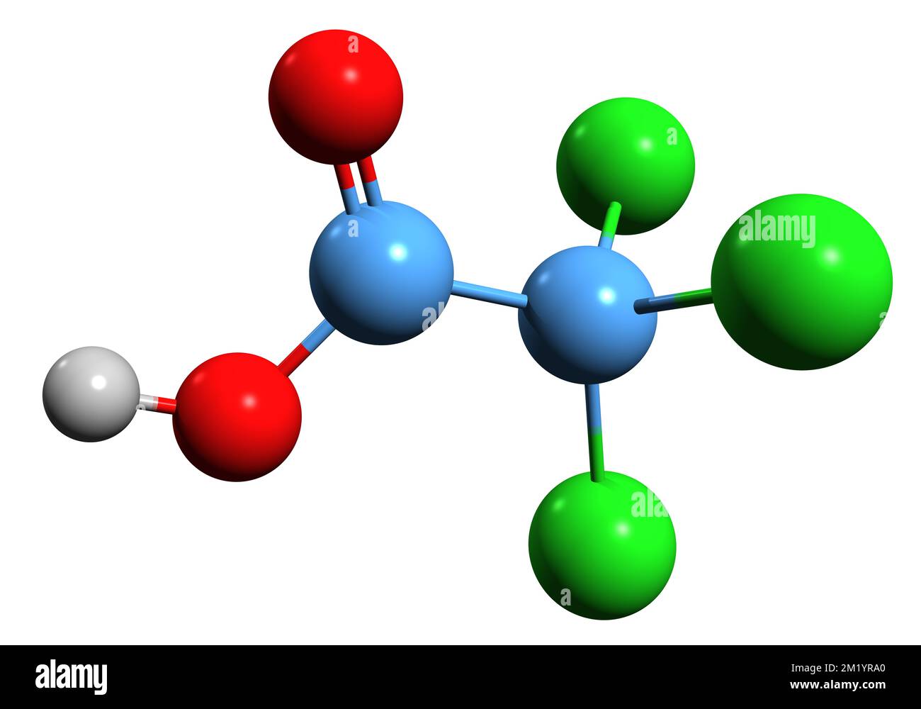 3D image of Trichloroacetic acid skeletal formula - molecular chemical structure of trichloroethanoic acid isolated on white background Stock Photo