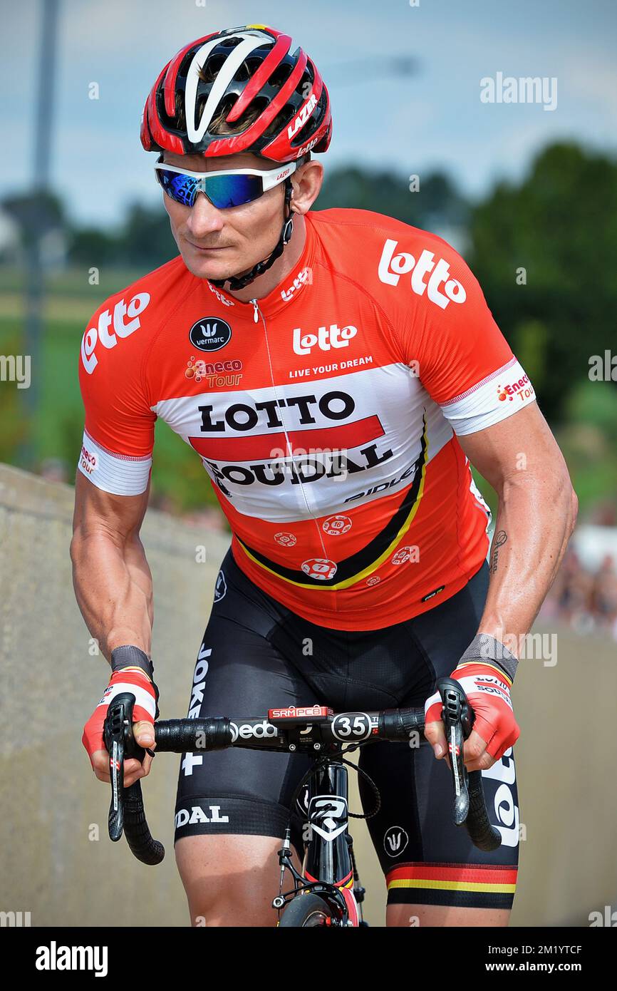 German Andre Greipel of Lotto - Soudal pictured at the start of the 5th stage of the Eneco Tour cycling race, 179,6 km from Riemst to Sittard-Geleen, Friday 14 August 2015, The Netherlands.  Stock Photo