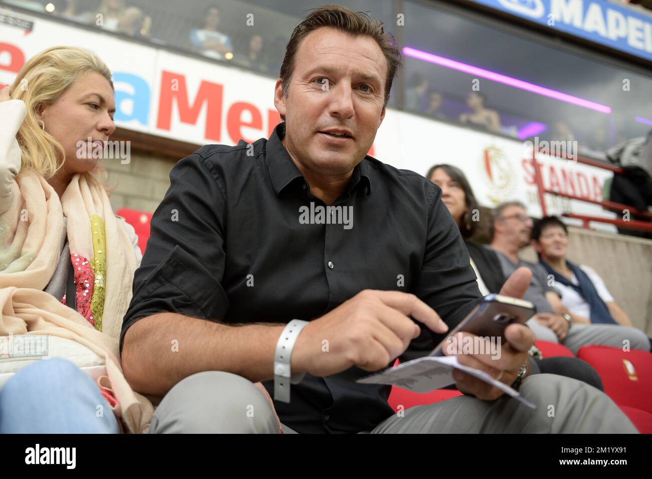 Marc Wilmots pictured before the Jupiler Pro League match between Standard de Liege and KV Oostende, in Liege, Sunday 23 August 2015, on day 05 of the Belgian soccer championship.  Stock Photo