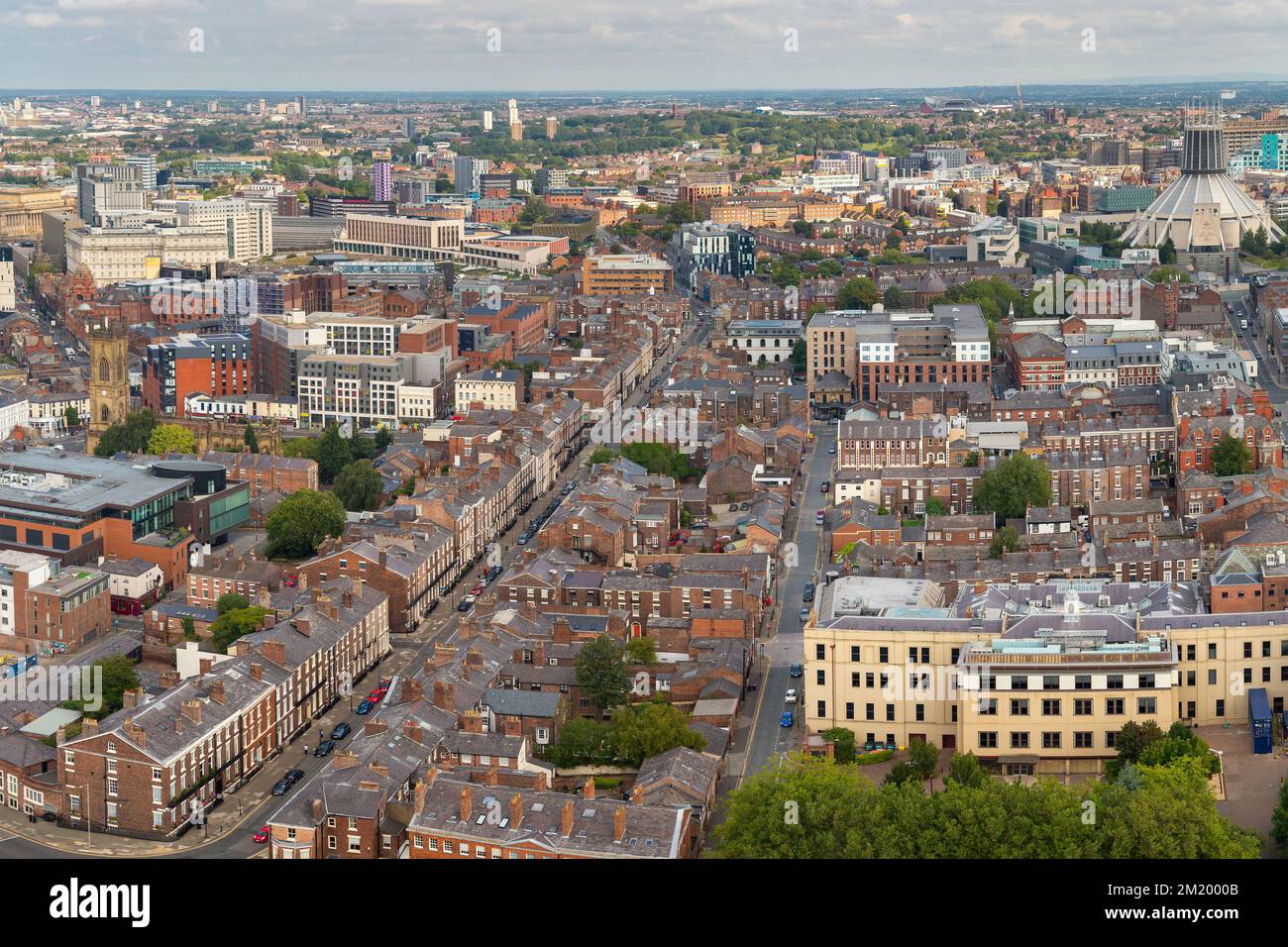 Liverpool, UK: Georgian Quarter of the city, looking up Pilgrim Street; Institute for Performing Arts on the lower right. Stock Photo