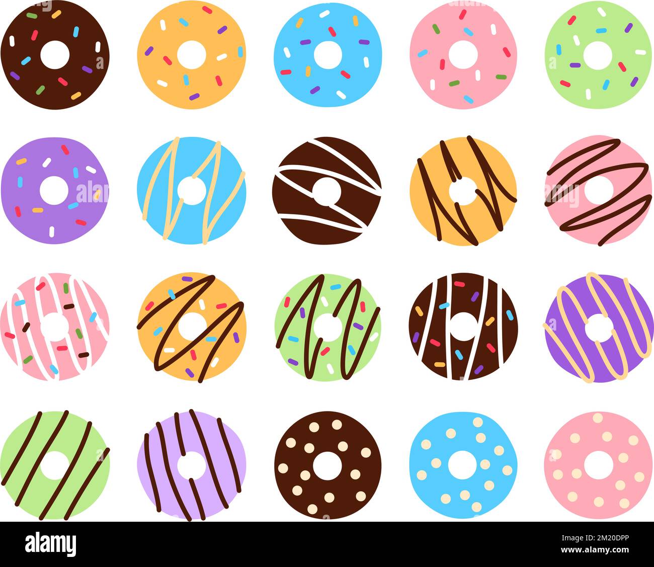 Flat colorful donuts set on white background Stock Vector Image & Art ...