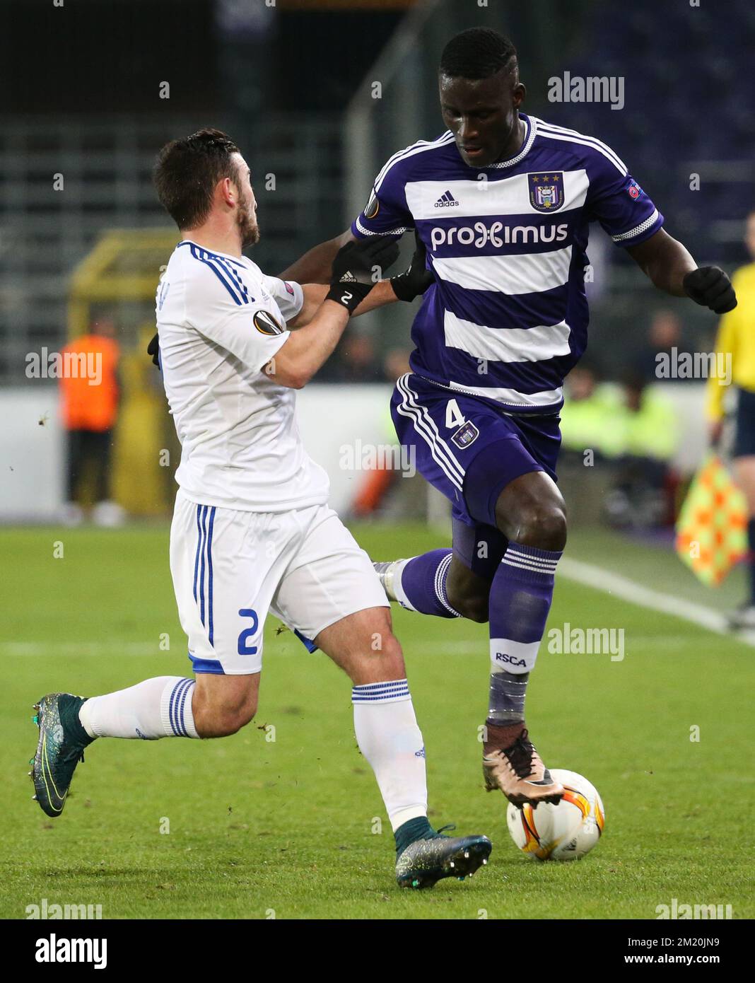 BUDAPEST, HUNGARY - AUGUST 9: Gara Garayev of Qarabag FK fouls Aissa  Laidouni of Ferencvarosi TC during the UEFA Champions League Qualifying  Round match between Ferencvarosi TC and Qarabag FK at Ferencvaros