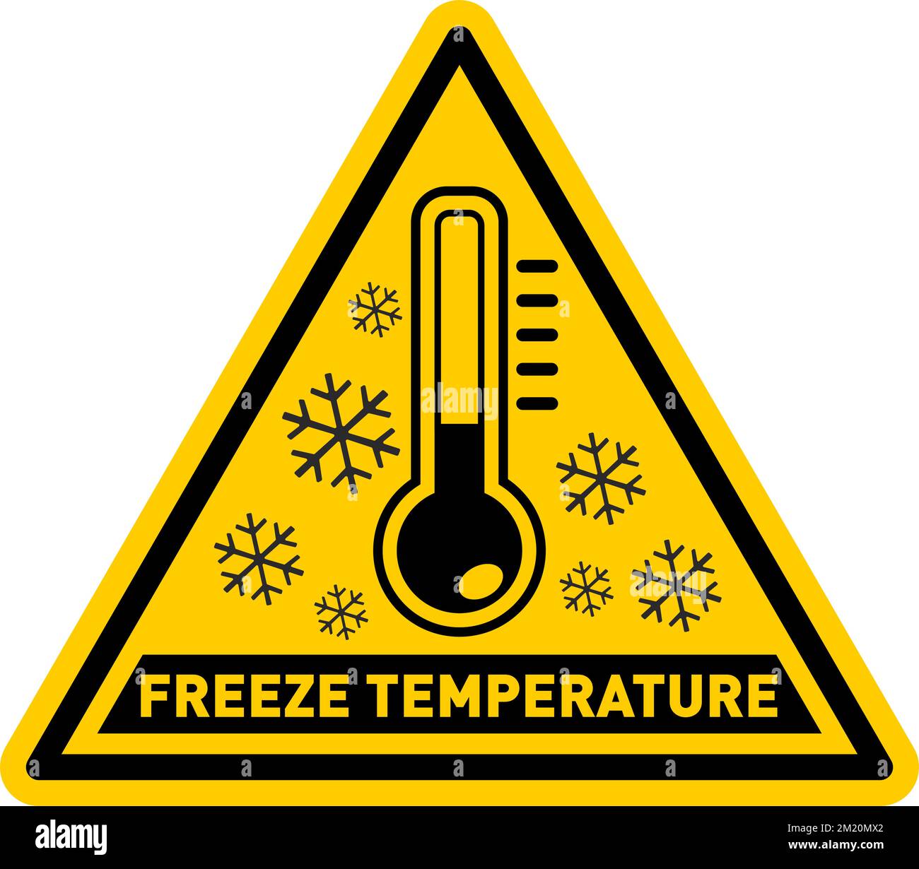 Freeze temperature triangular warning sign. Vector icon Stock Vector